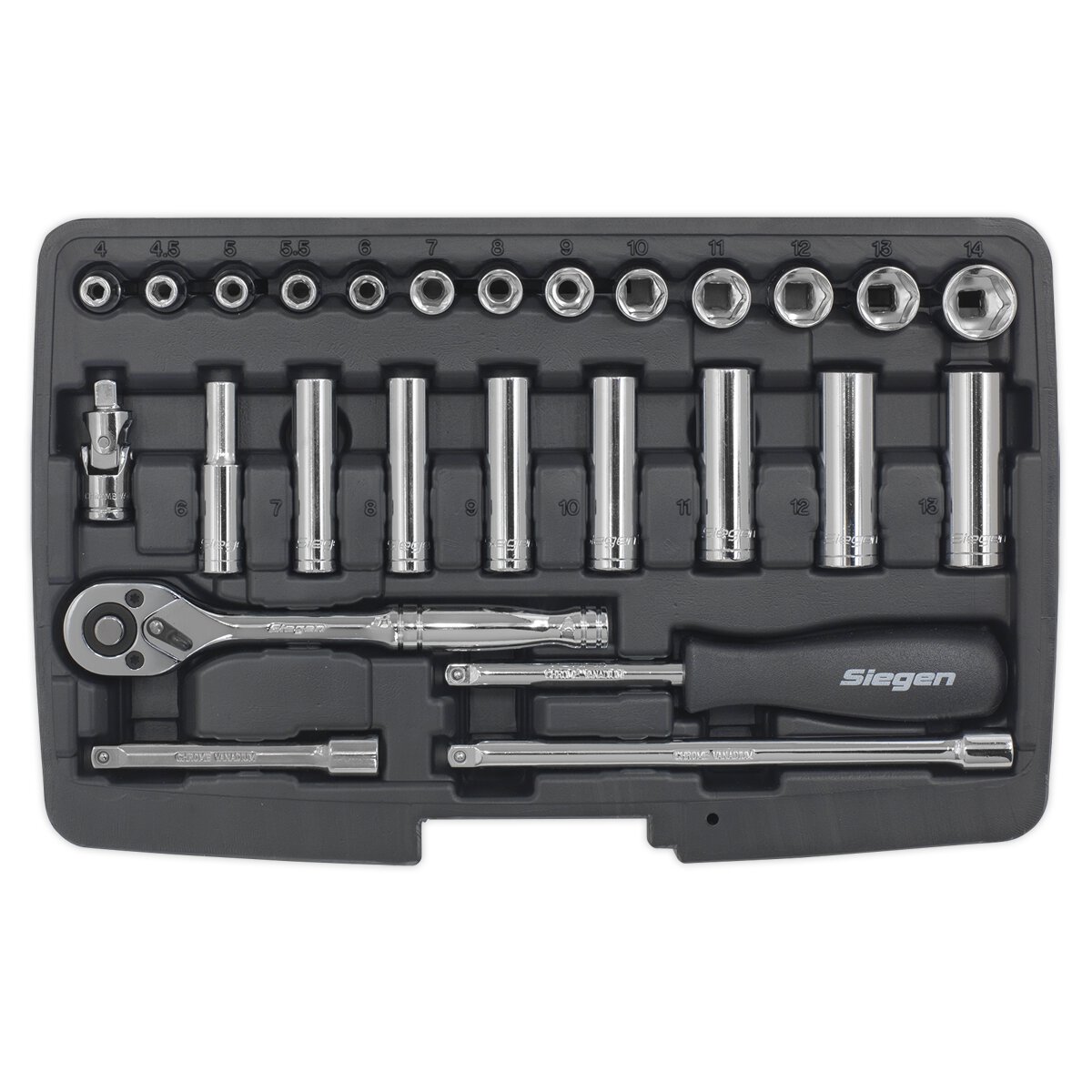 Socket Set 26pc 1/4"Sq Drive 6pt WallDrive® Metric