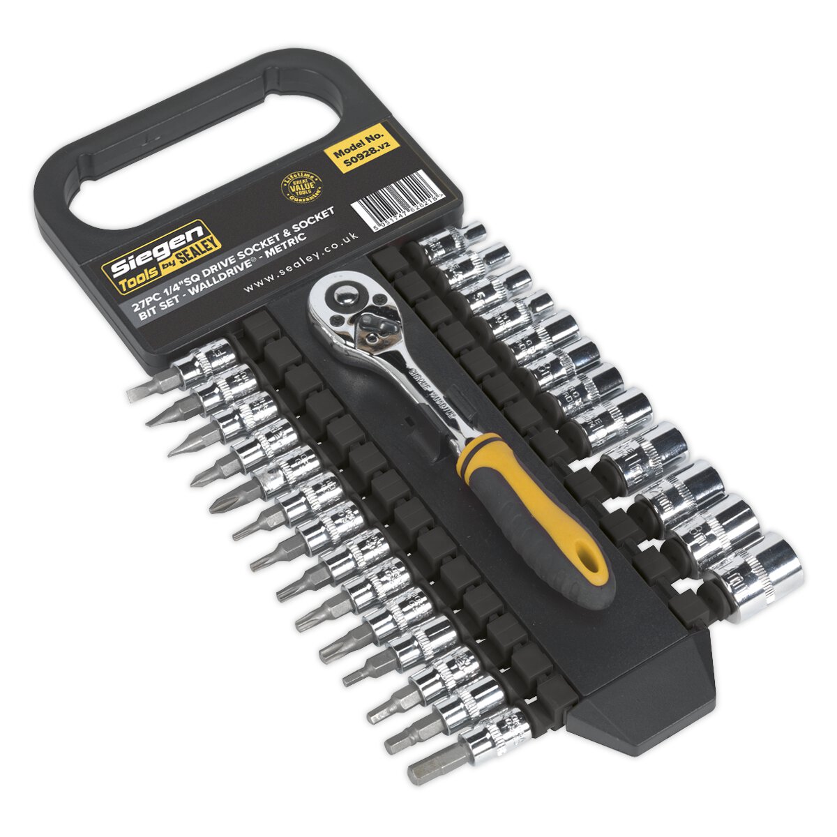 Socket & Socket Bit Set 27pc 1/4"Sq Drive 6pt WallDrive® Metric