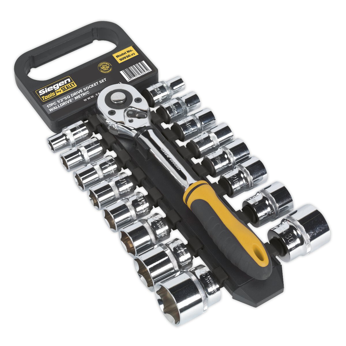Socket Set 17pc 1/2"Sq Drive 6pt WallDrive® Metric