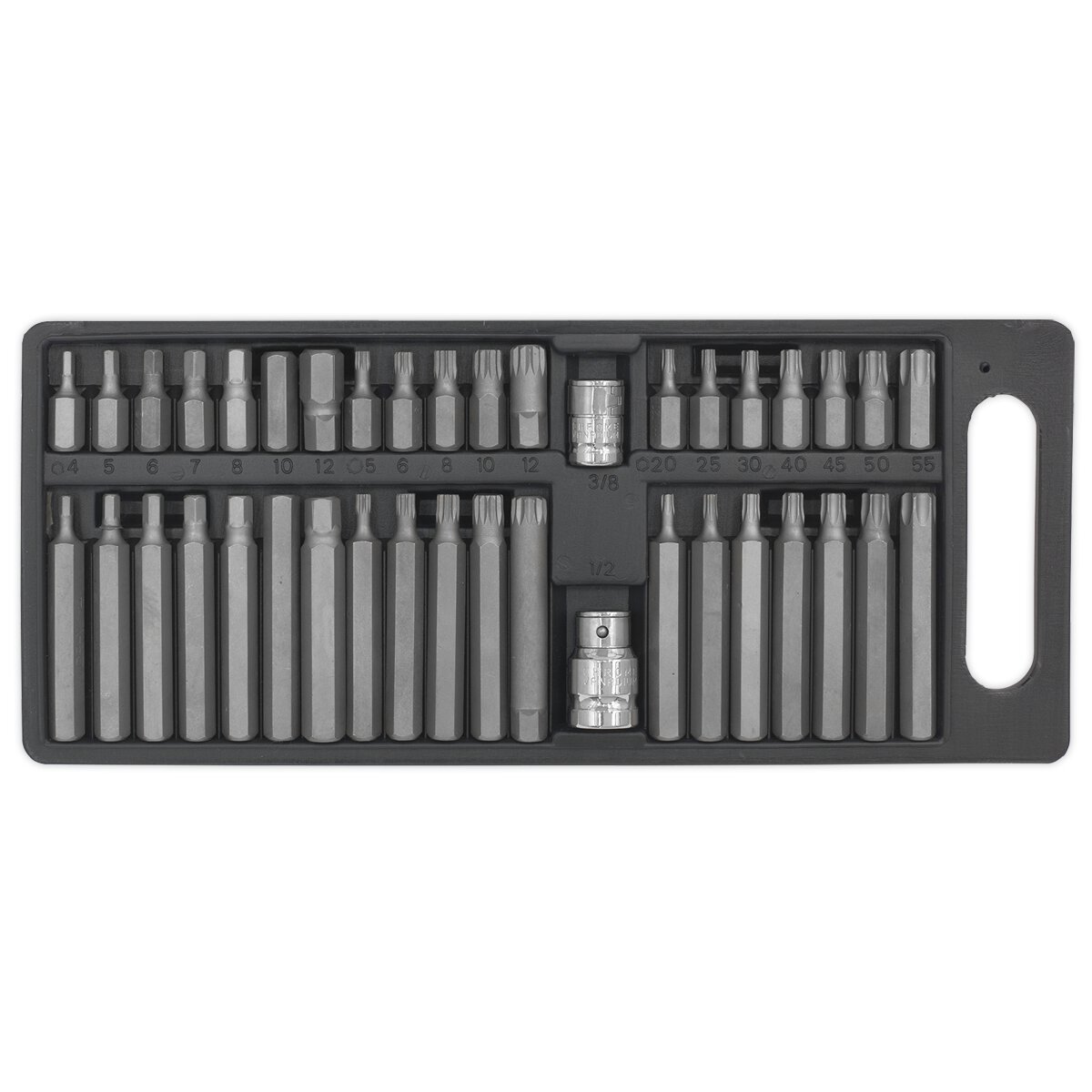 TRX-Star/Hex/Spline Bit Set 40pc 3/8" & 1/2"Sq Drive