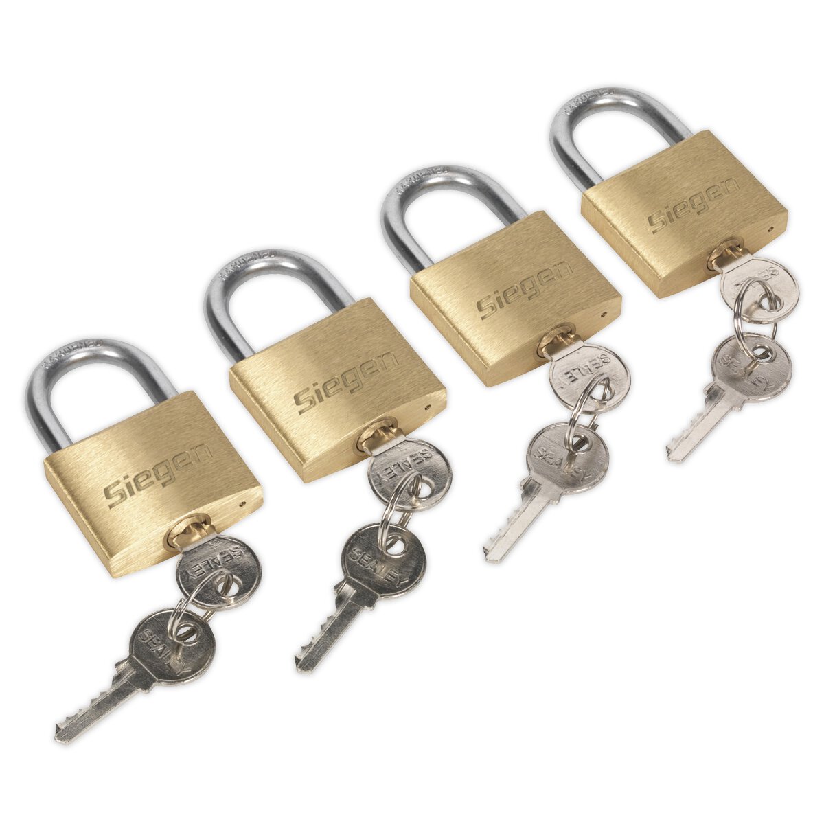 Brass Body Padlock with Brass Cylinder 40mm Key Alike Pack of 4