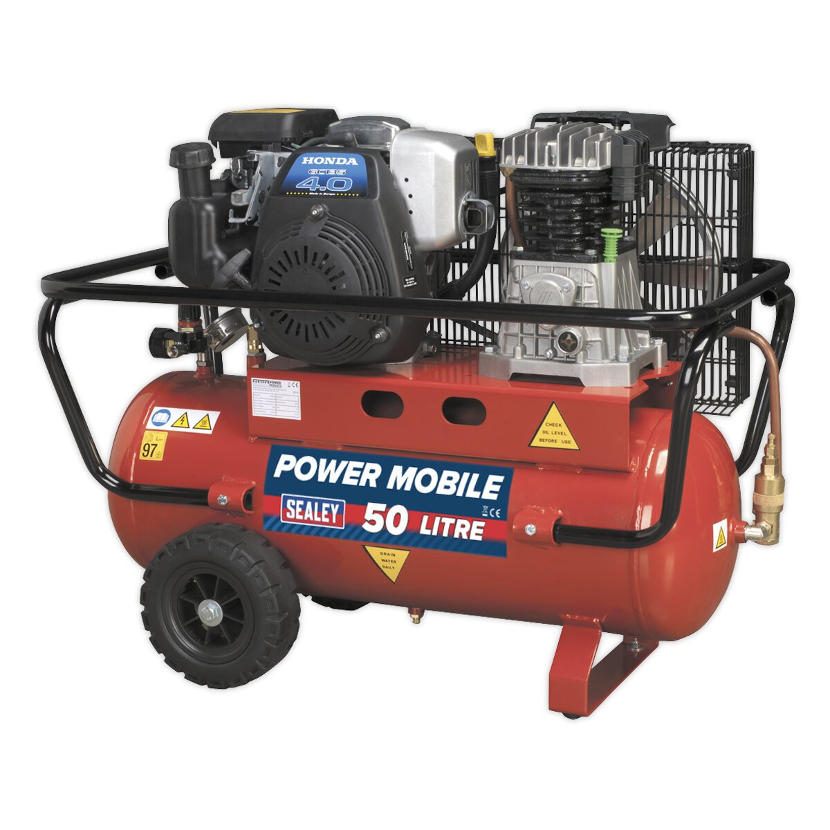 Compressor 50L Belt Drive Petrol Engine 4hp