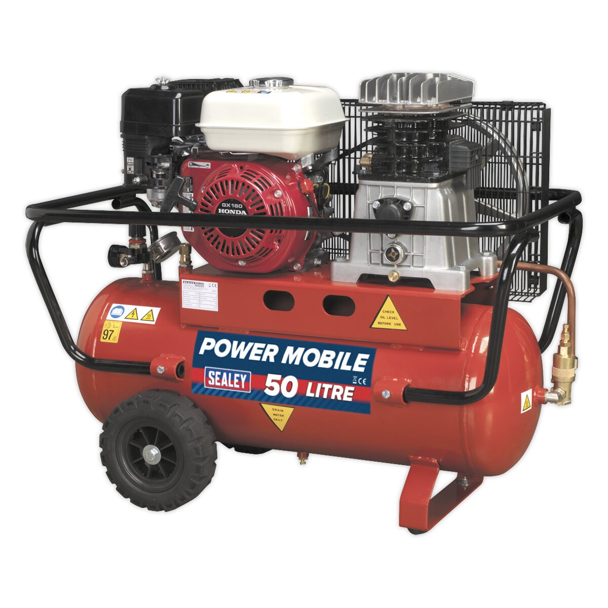Compressor 50L Belt Drive Petrol Engine 5.5hp