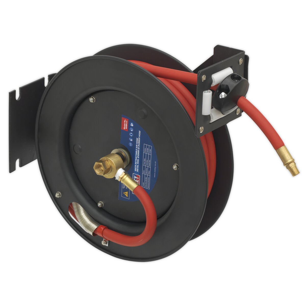 Retractable Air Hose Steel Reel 8m Ø10mm ID Rubber Hose