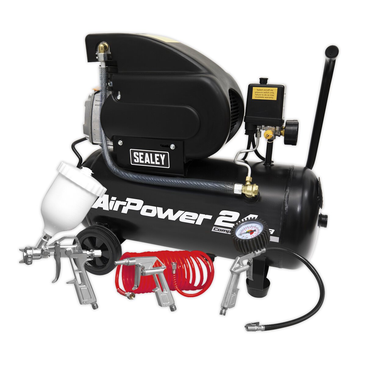 Compressor 24L Direct Drive 2hp with 4pc Air Accessory Kit