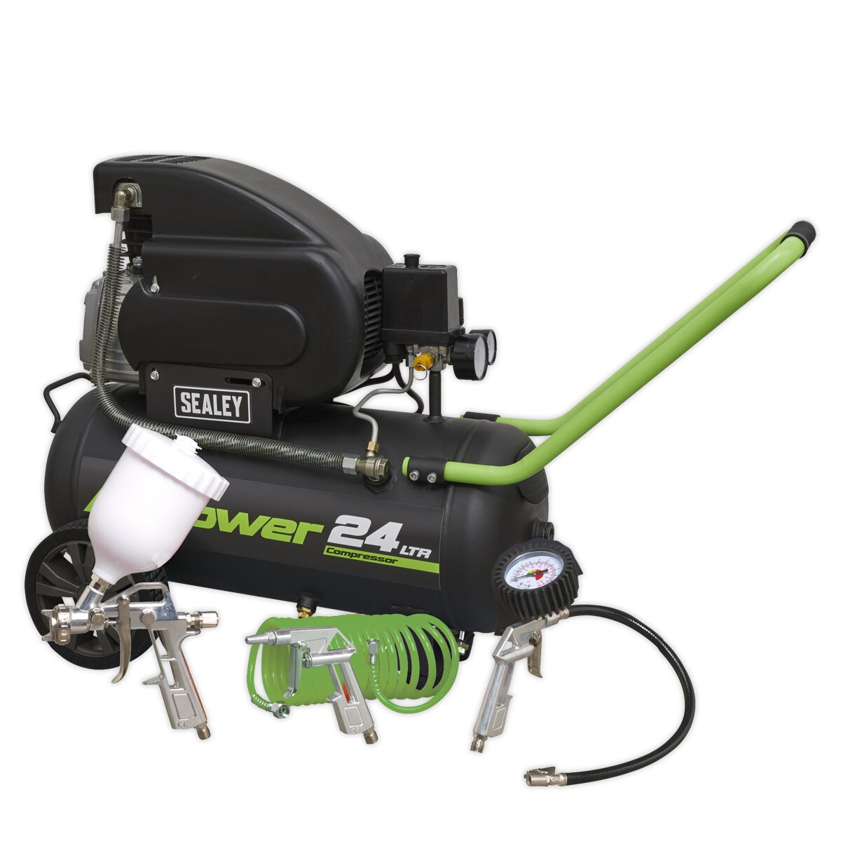 Compressor 24L Direct Drive 2hp with 4pc Air Accessory Kit