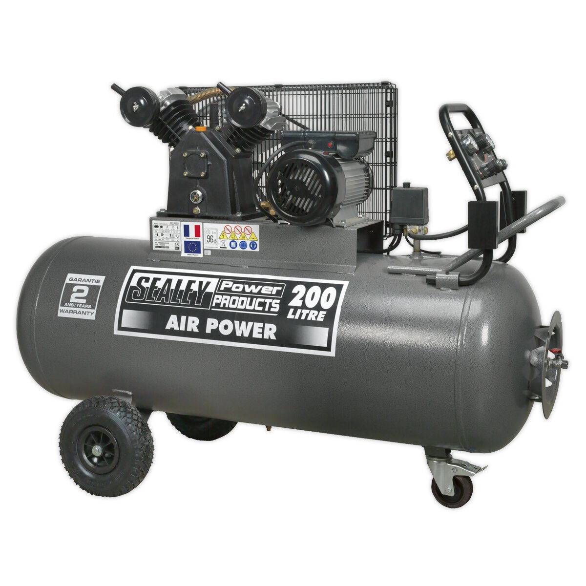 Compressor 200L Belt Drive 3hp with Front Control Panel