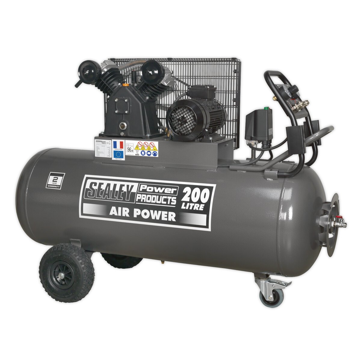 Compressor 200L Belt Drive 3hp with Front Control Panel 415V 3ph