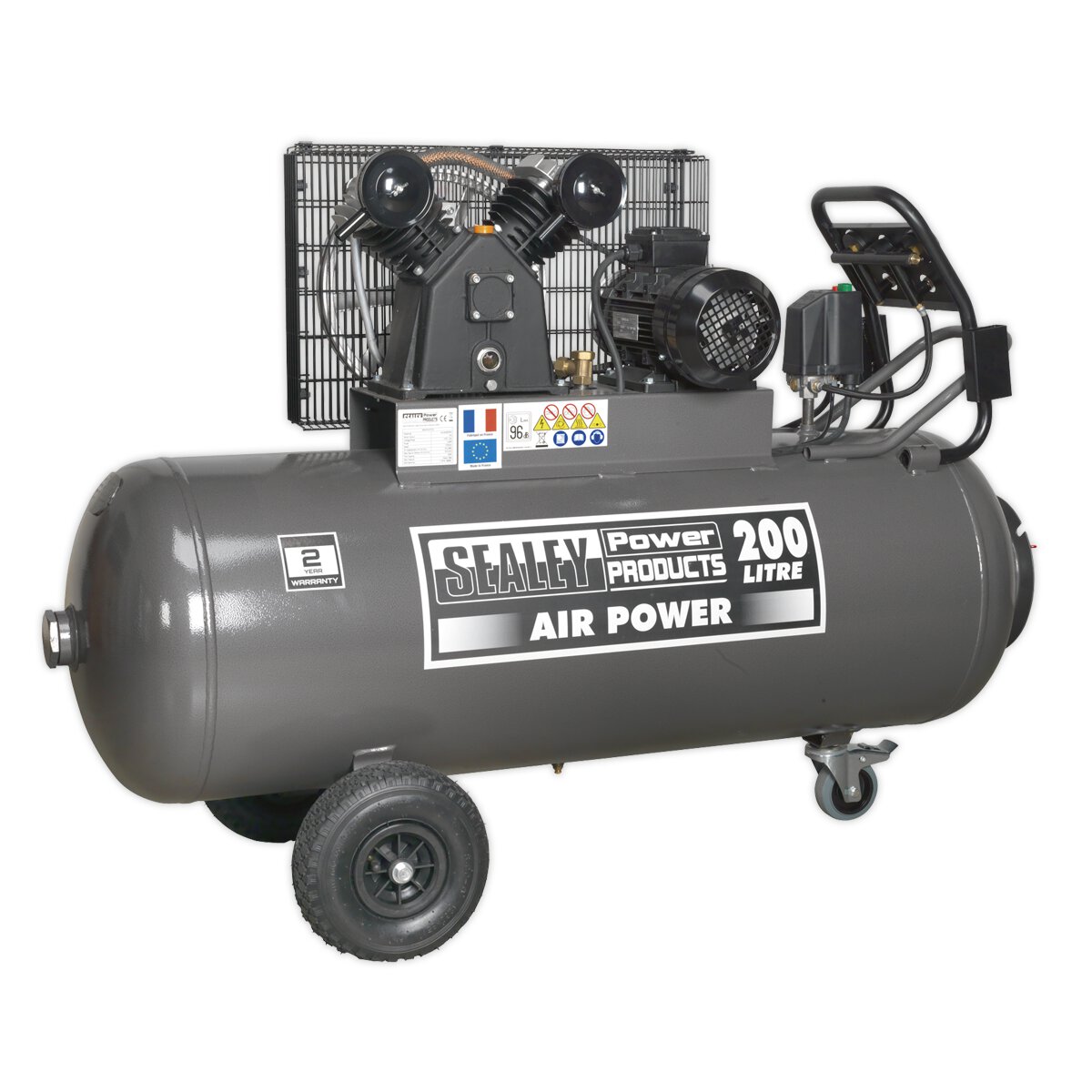 Compressor 200L Belt Drive 3hp with Front Control Panel 415V 3ph
