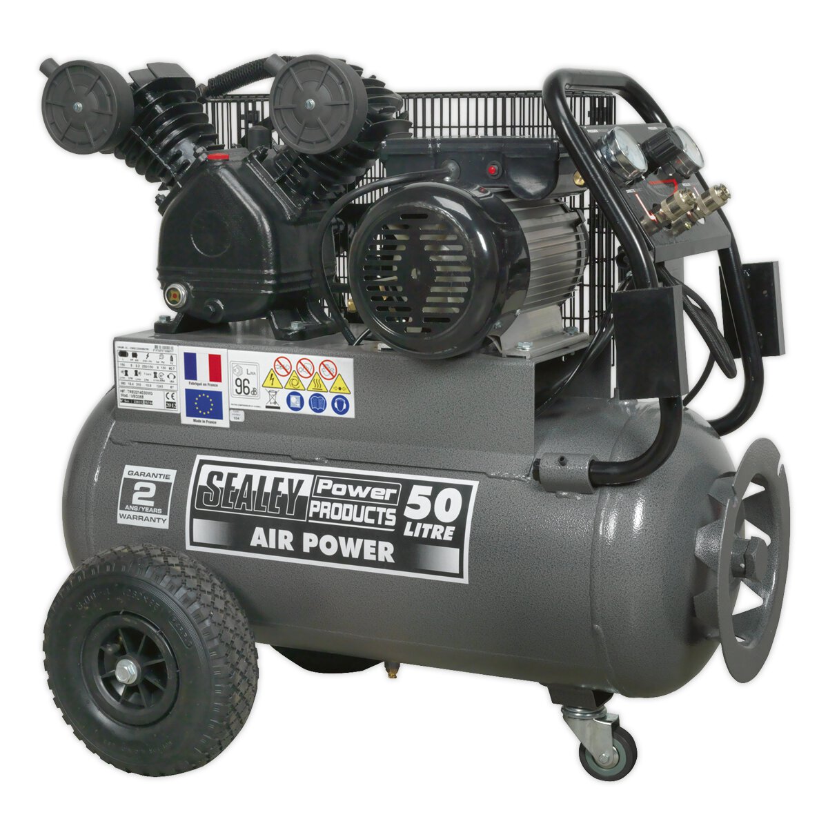 Compressor 50L Belt Drive 3hp with Front Control Panel