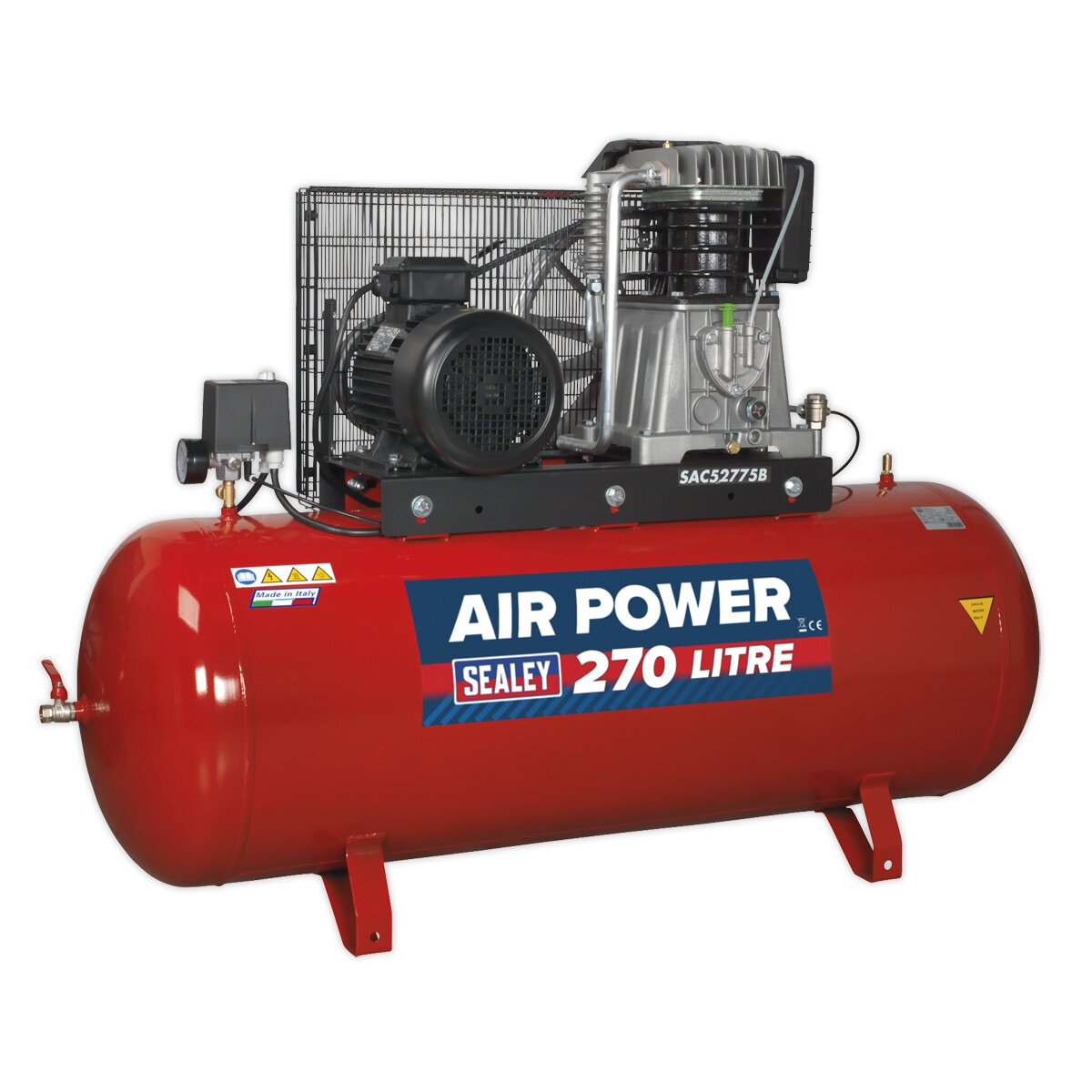 Compressor 270L Belt Drive 7.5hp 3ph 2-Stage with Cast Cylinders