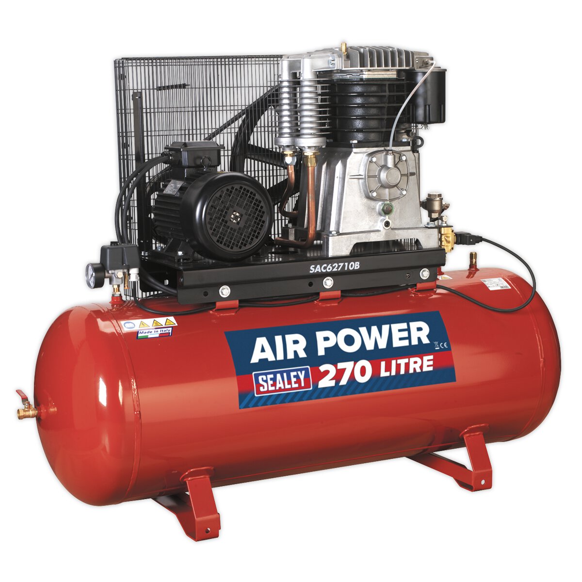 Compressor 270L Belt Drive 10hp 3ph 2-Stage with Cast Cylinders