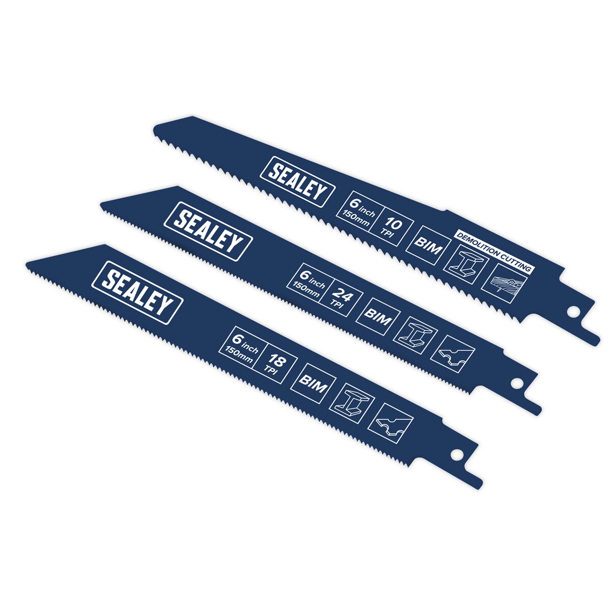 Reciprocating Saw Blade Set 3pc 150mm