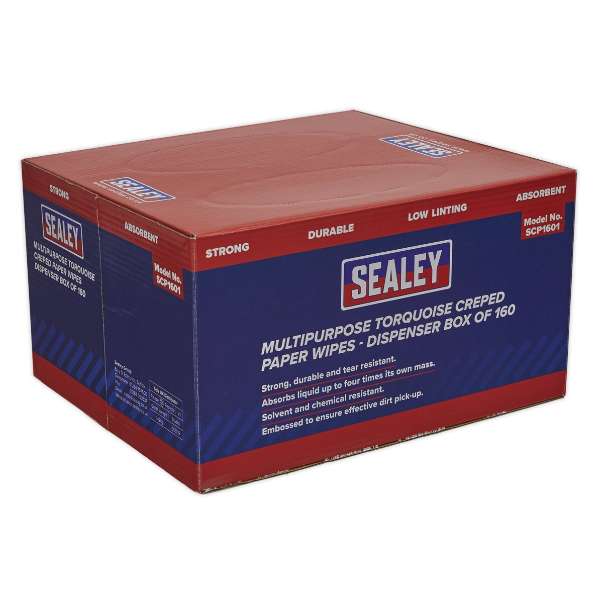 Multipurpose Paper Wipes in Dispenser Box - Creped Turquoise 69gsm 160 Sheets