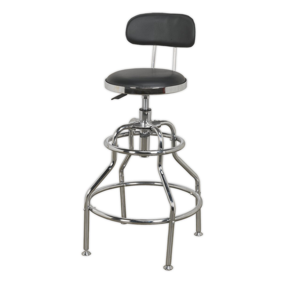 Workshop Stool Pneumatic with Adjustable Height Swivel Seat & Back Rest