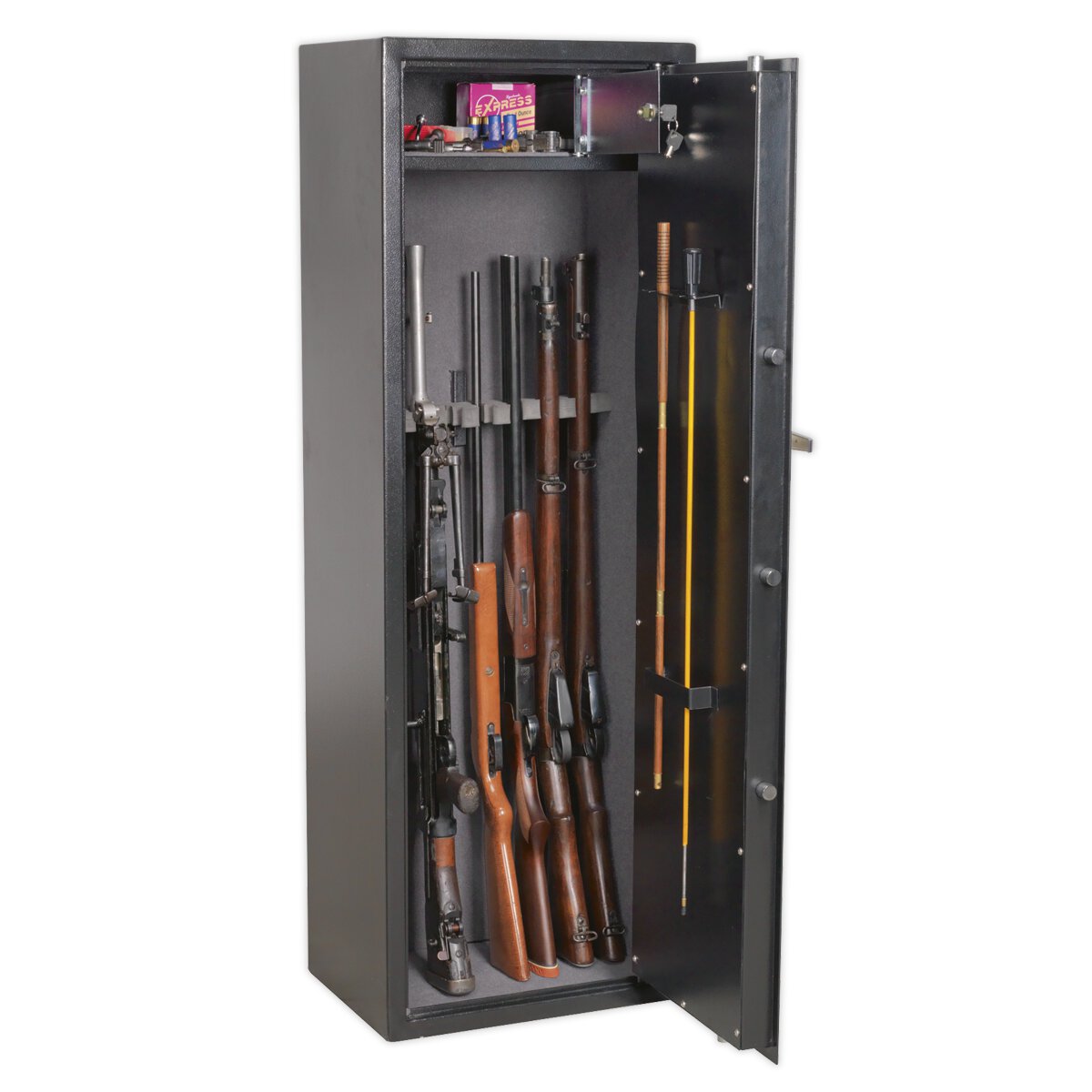 Gun Cabinet with Ammo Box & Electronic Lock 8 Gun Capacity