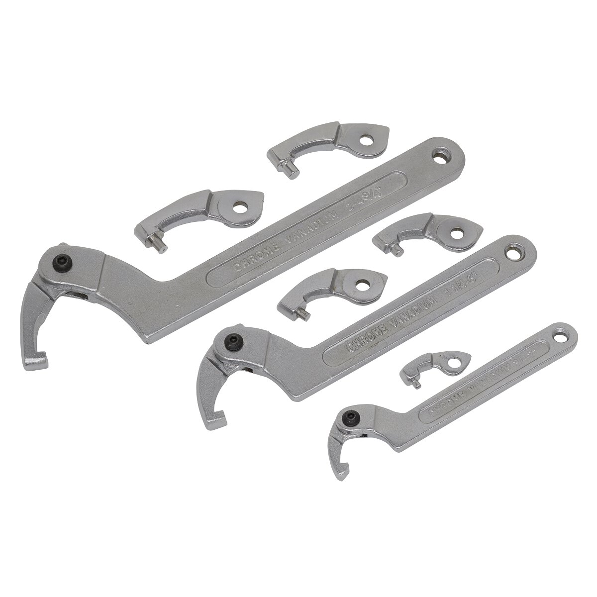 Adjustable C Spanner - Hook & Pin Wrench Set 11pc