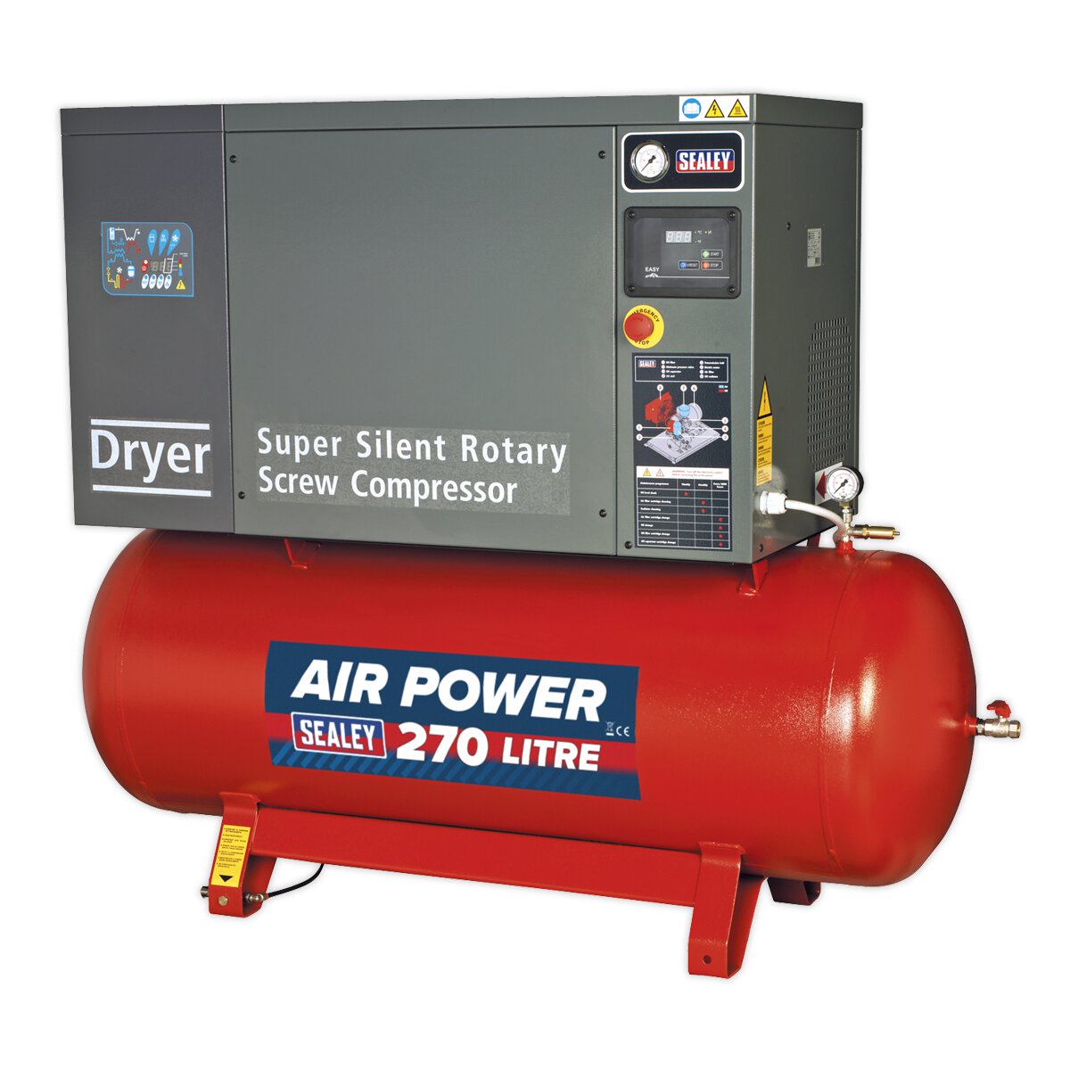 Screw Compressor 270L 10hp 3ph Low Noise with Dryer