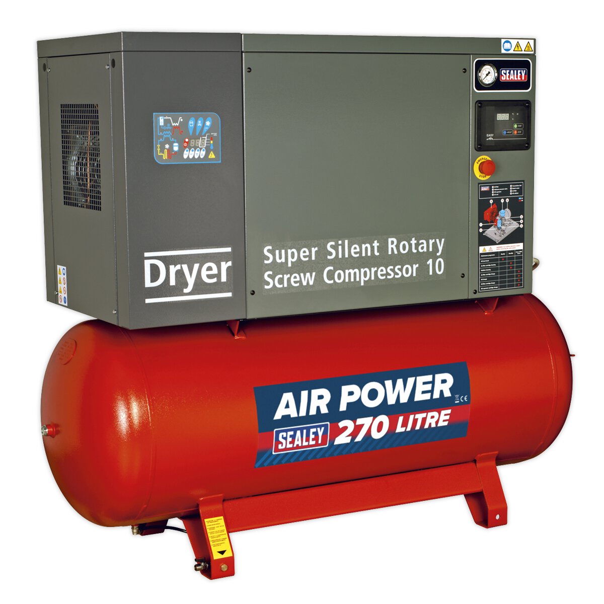 Screw Compressor 270L 10hp 3ph Low Noise with Dryer
