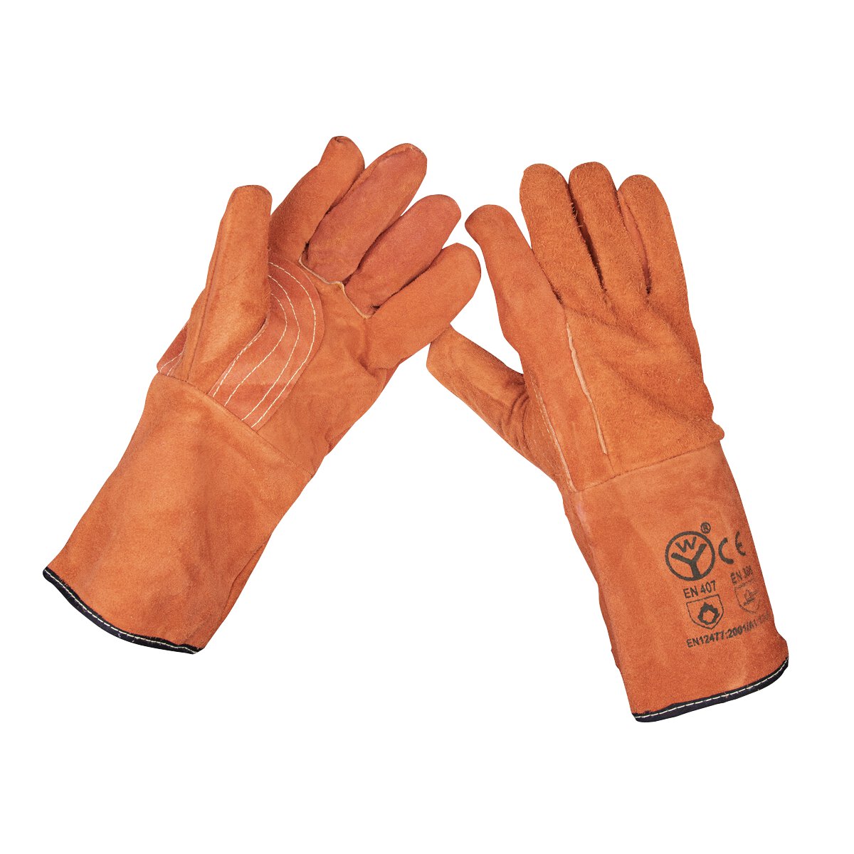 Leather Welding Gauntlets Lined Heavy-Duty Extra-Large - Pair
