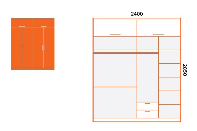 Custom made Wardrobe Swing Door [Dimension: 2400 X 2850]