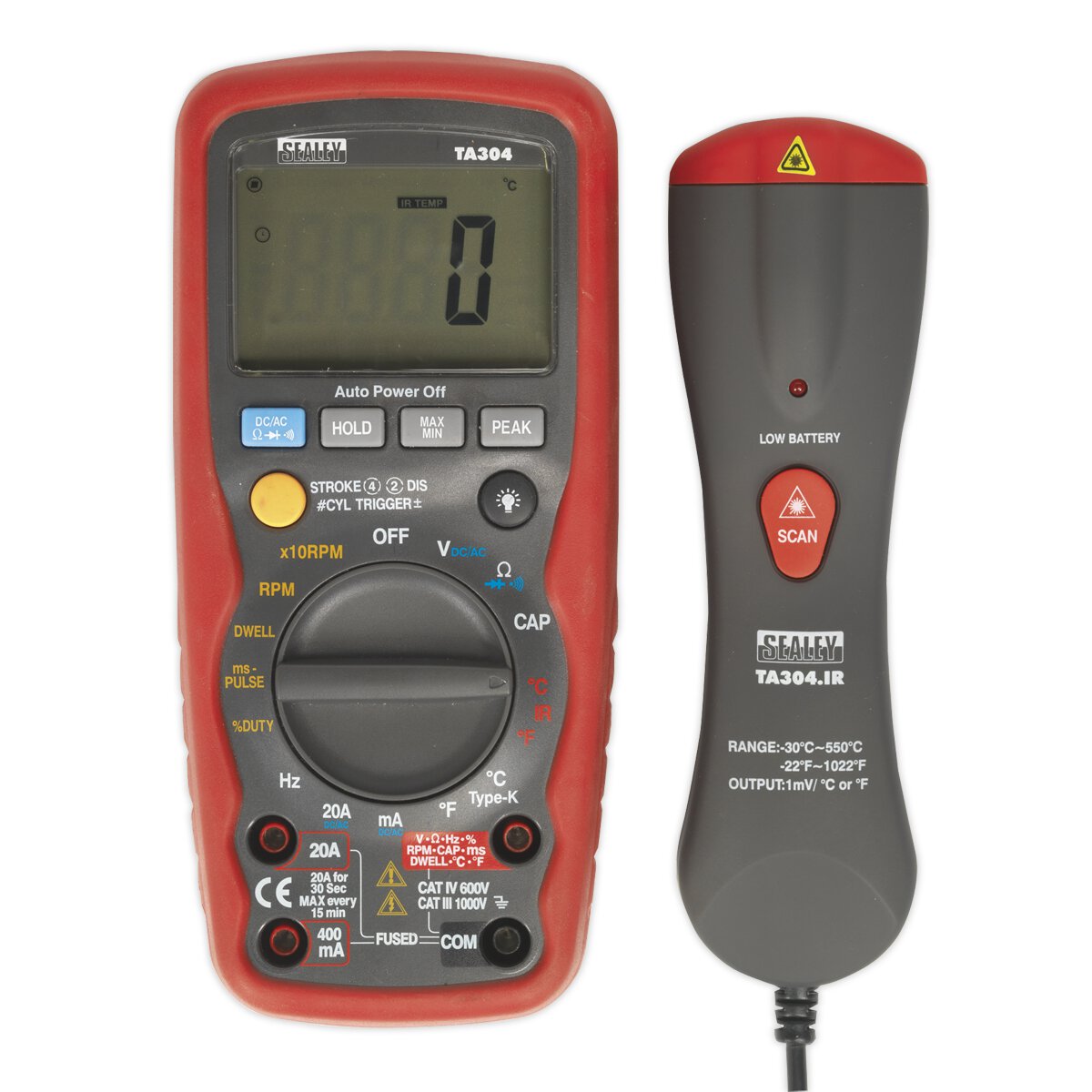 Digital Automotive Analyser 15 Function with Inductive Coupler/Infrared Temperature Probe