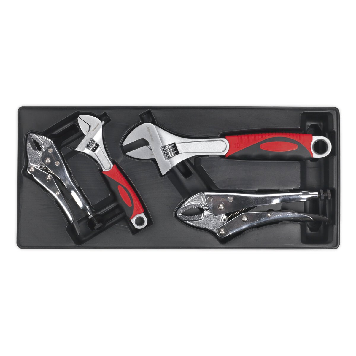 Tool Tray with Locking Pliers & Adjustable Wrench Set 4pc