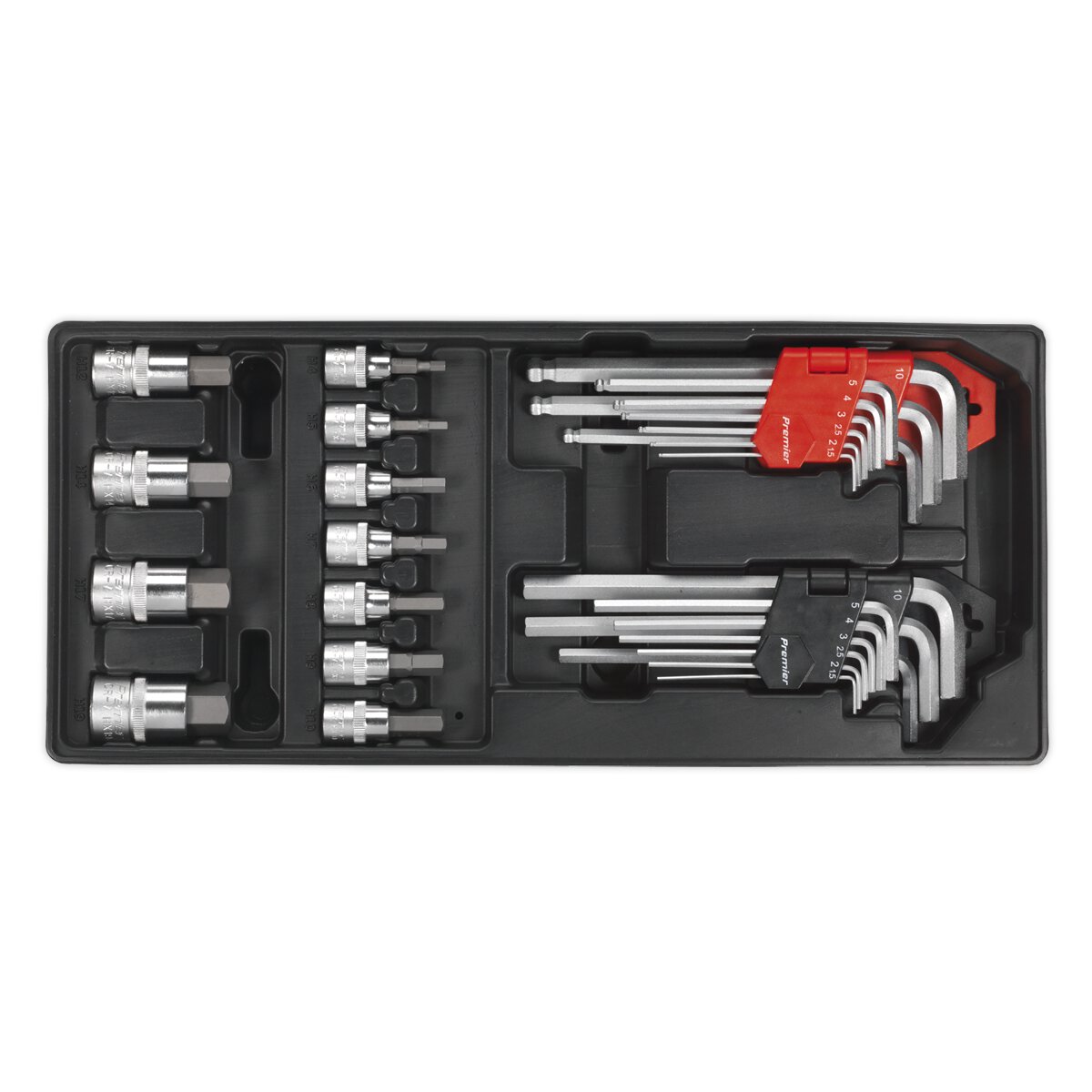 Tool Tray with Hex/Ball-End Hex Keys & Socket Bit Set 29pc