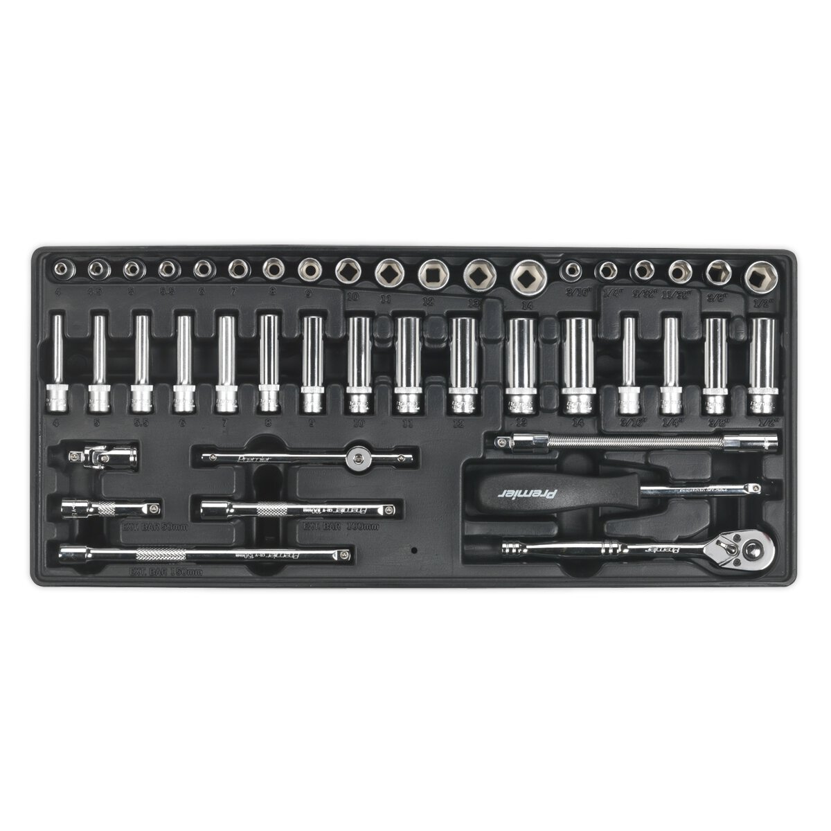 Tool Tray with Socket Set 43pc 1/4"Sq Drive