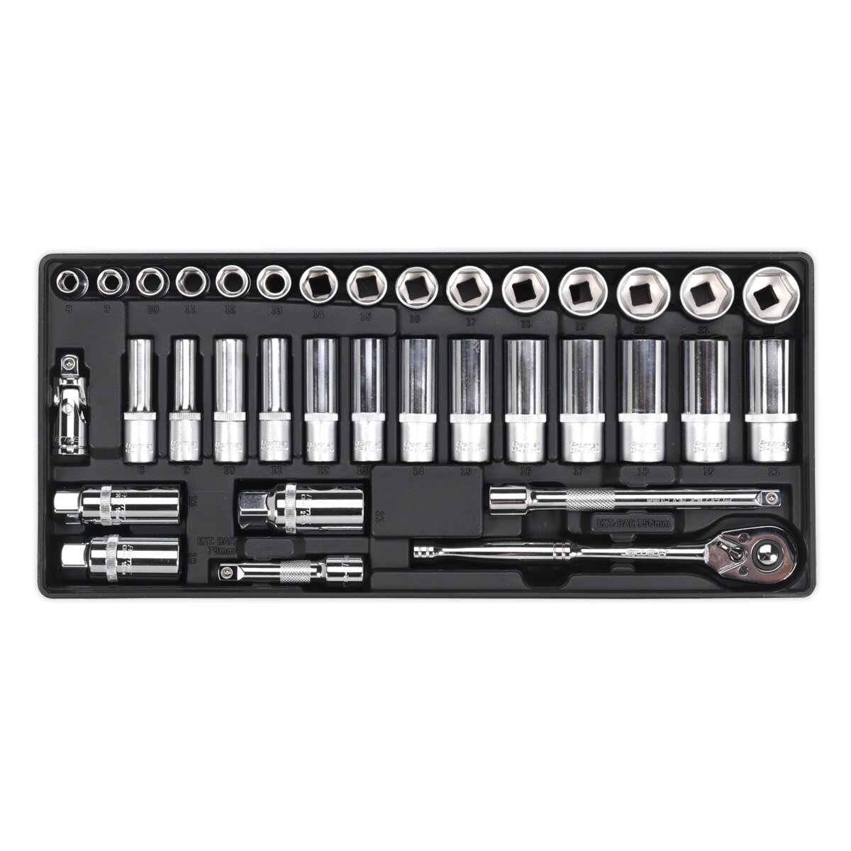 Tool Tray with Socket Set 35pc 3/8"Sq Drive