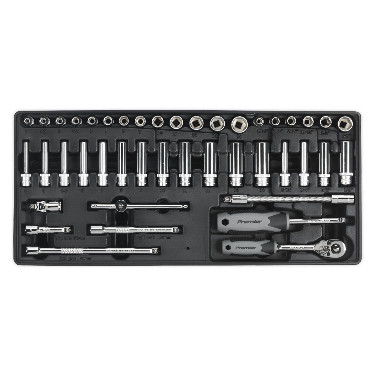 Tool Tray with Socket Set 43pc 1/4"Sq Drive