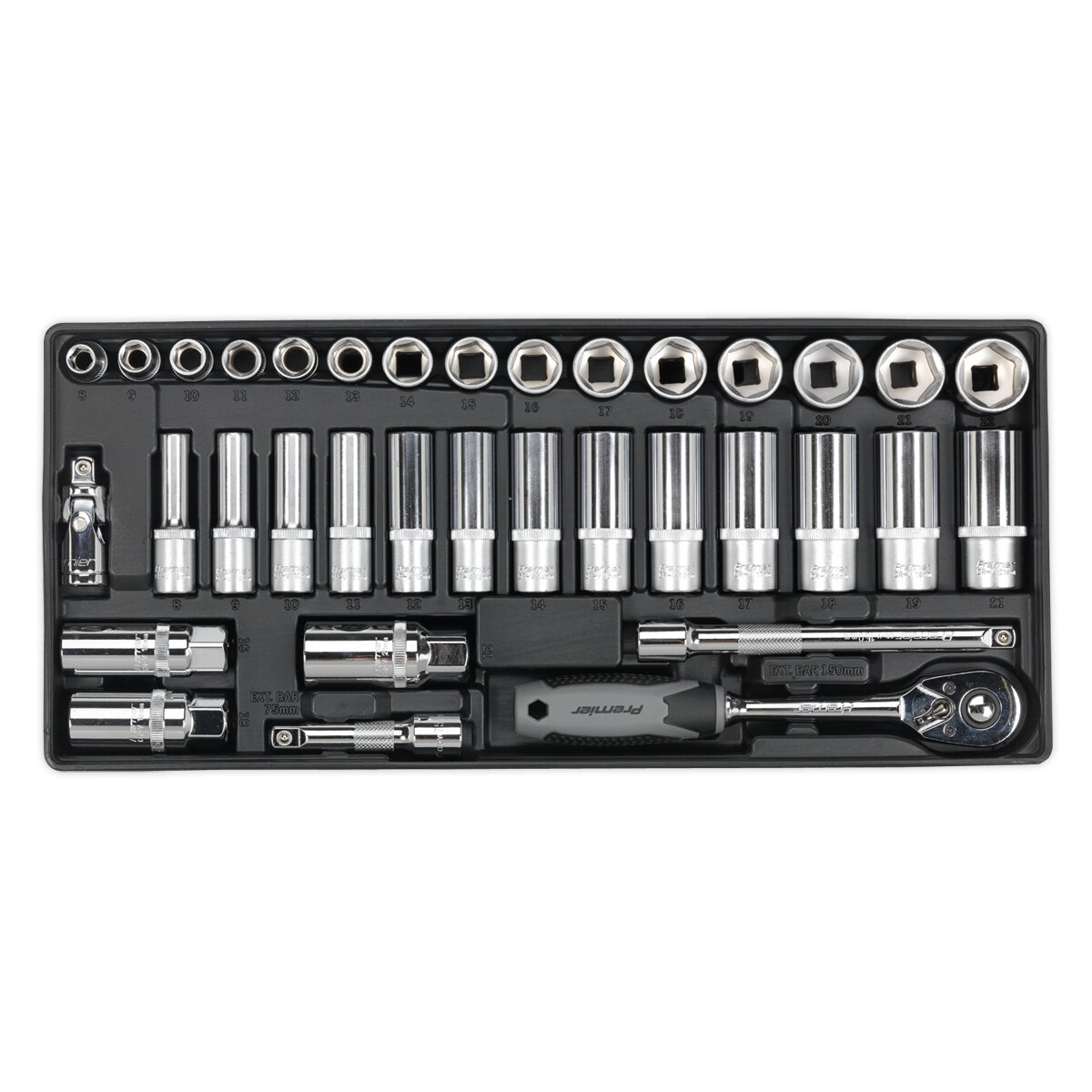 Tool Tray with Socket Set 35pc 3/8"Sq Drive