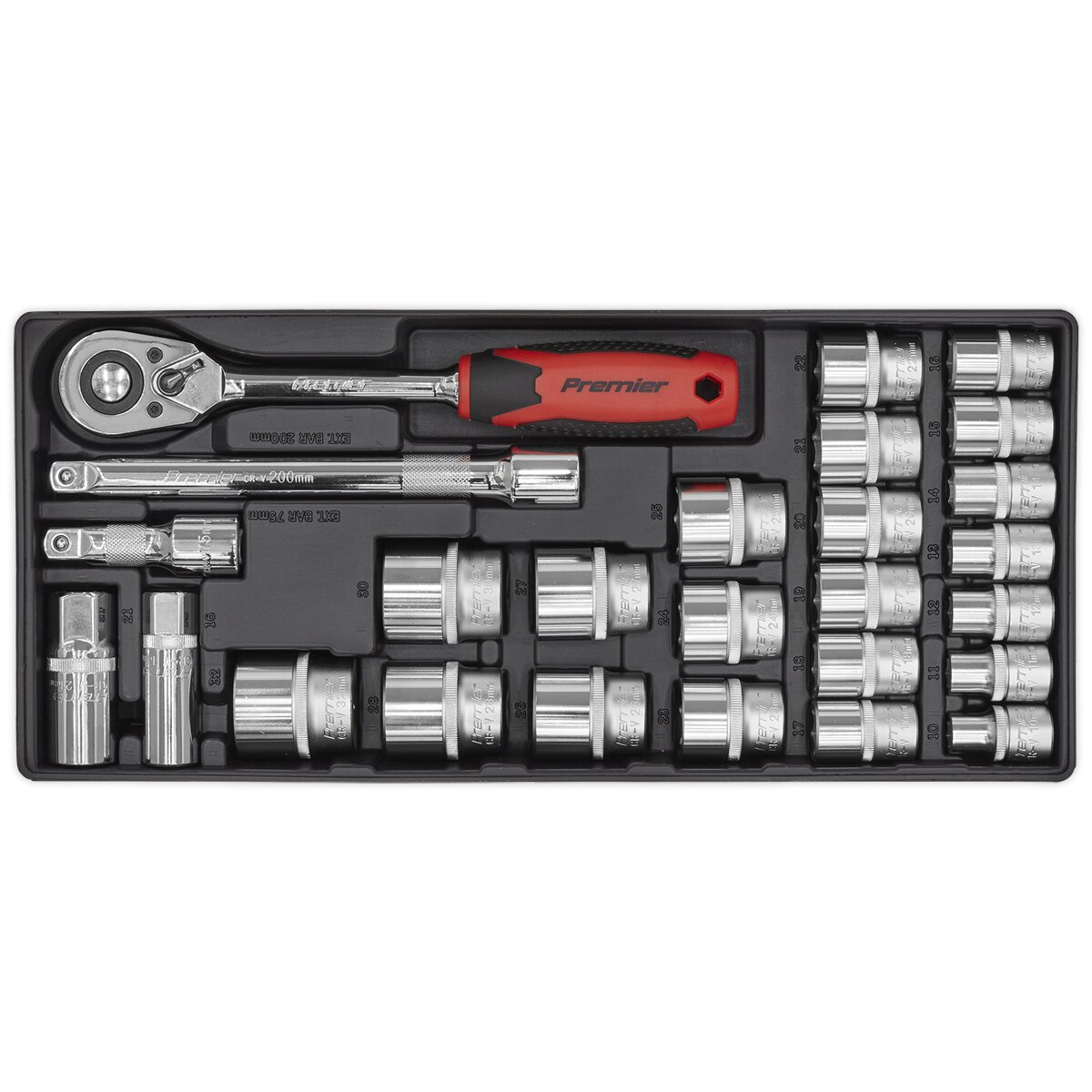 Tool Tray with Socket Set 26pc 1/2"Sq Drive
