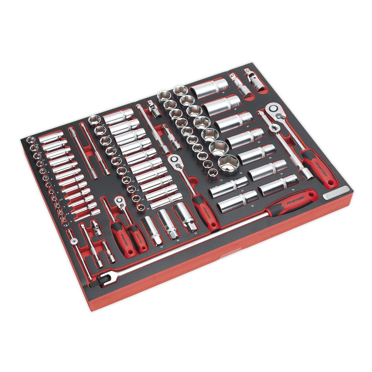 Tool Tray with Socket Set 91pc 1/4", 3/8" & 1/2"Sq Drive