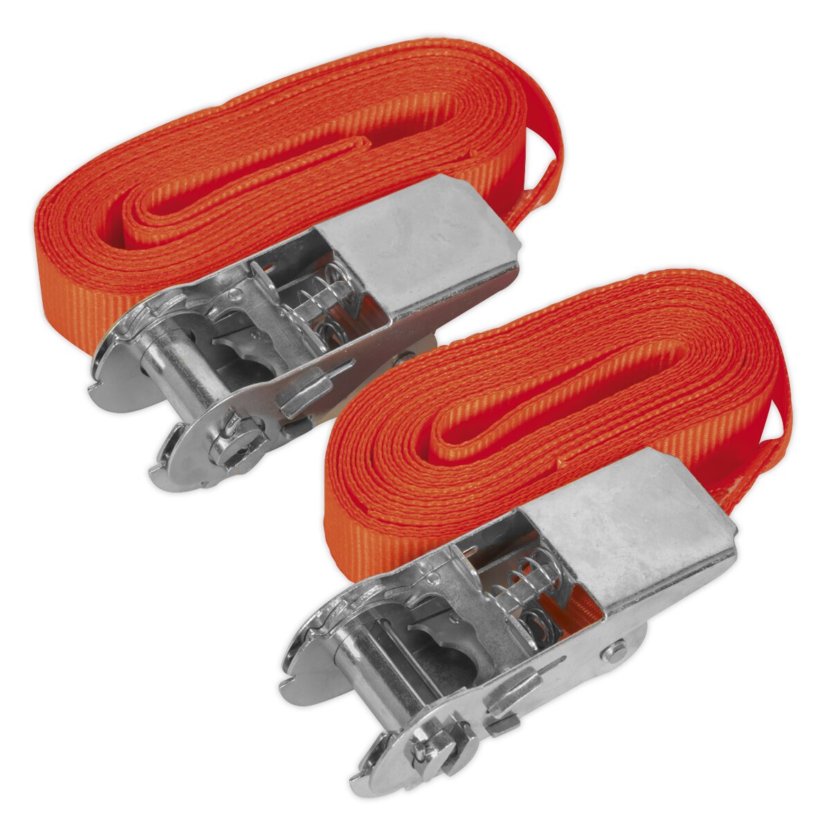 Self-Securing Ratchet Tie Down 25mm x 4.5m 500kg Load Test - Pair