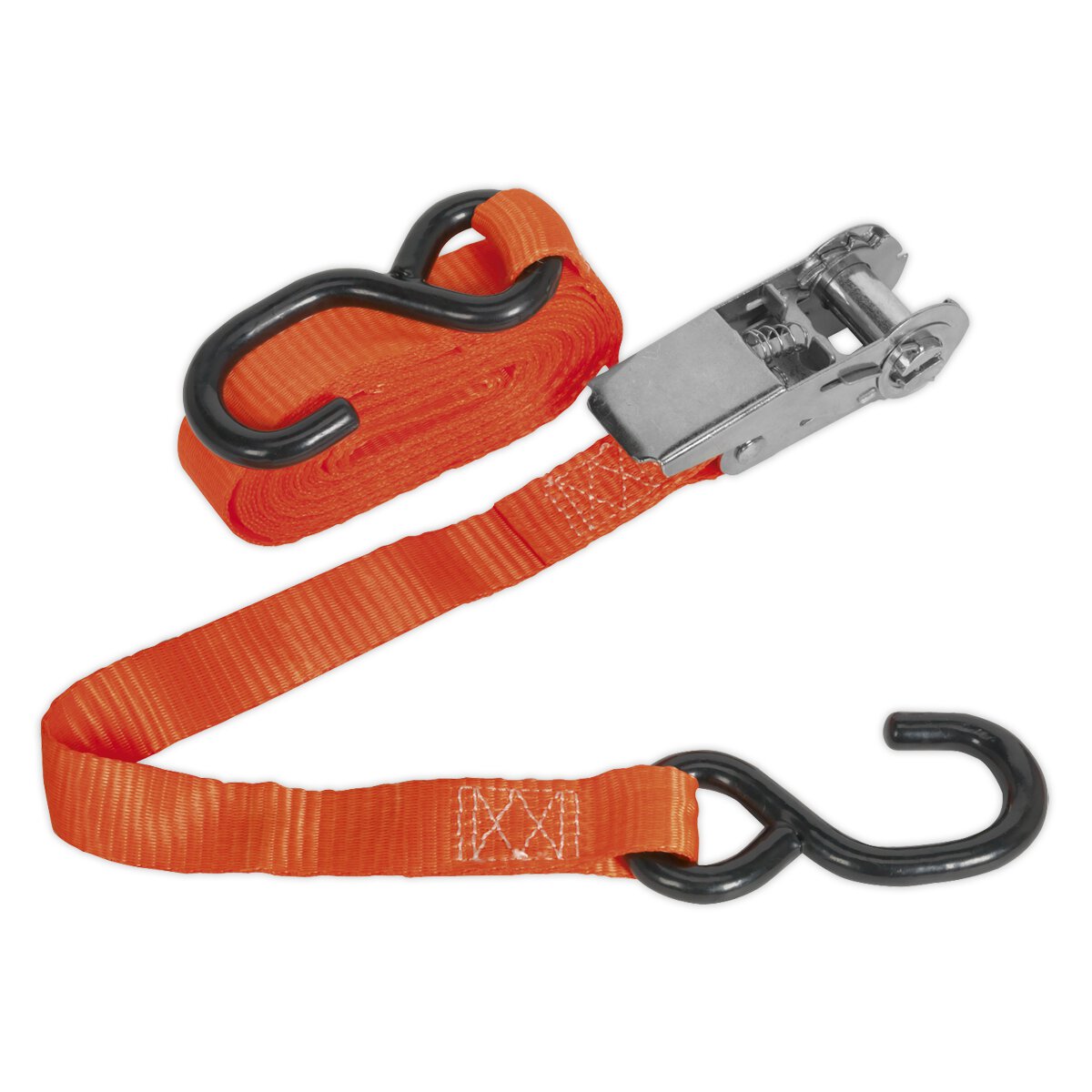 Ratchet Tie Down 25mm x 4.5m Polyester Webbing with S Hook 800kg Load Test