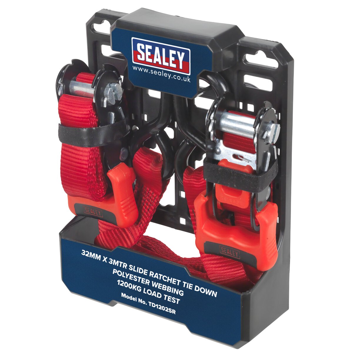 Slide Ratchet Tie Down 32mm x 3m Polyester Webbing with S Hooks 1200kg Load Test