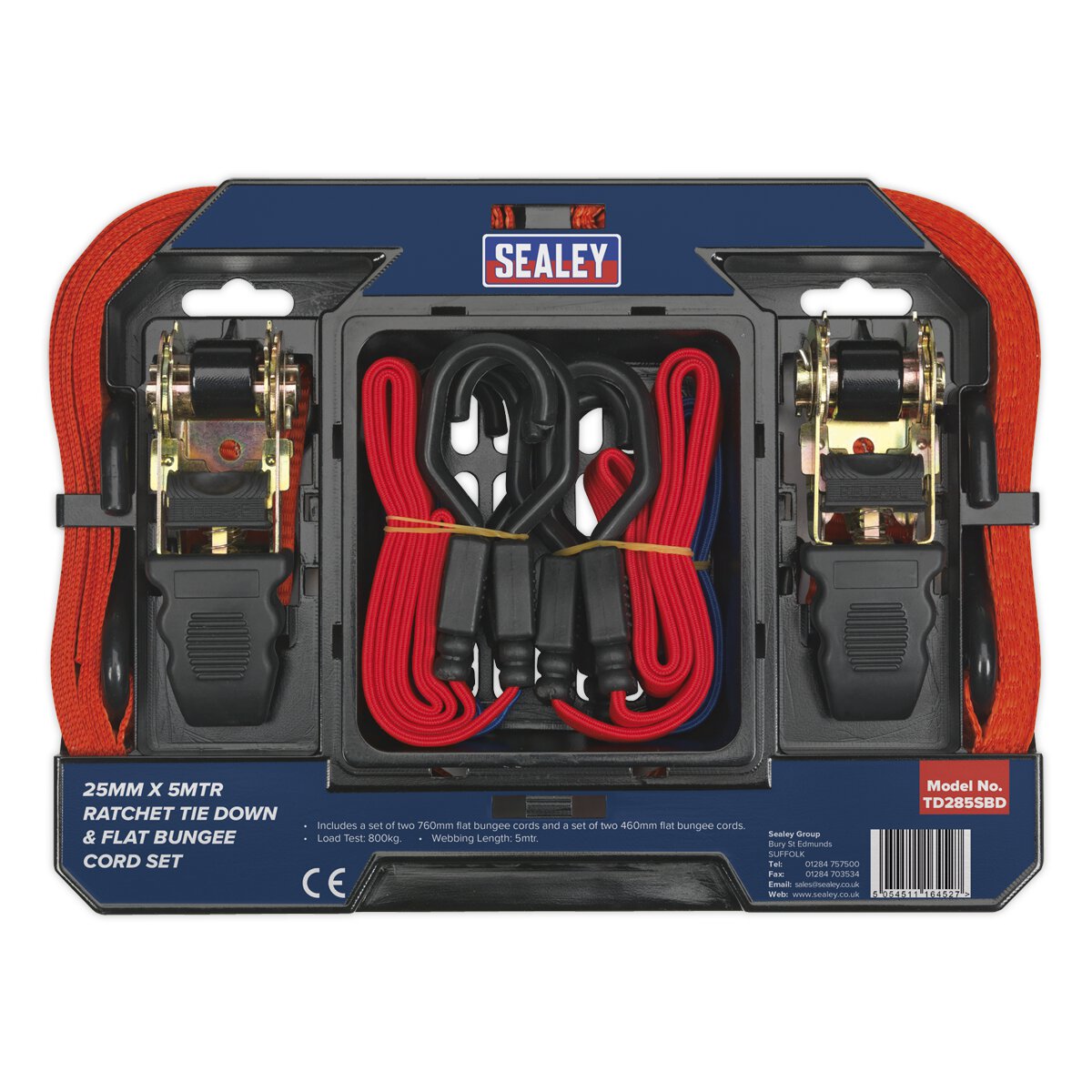 Tie Down & Bungee Cord Set 6pc