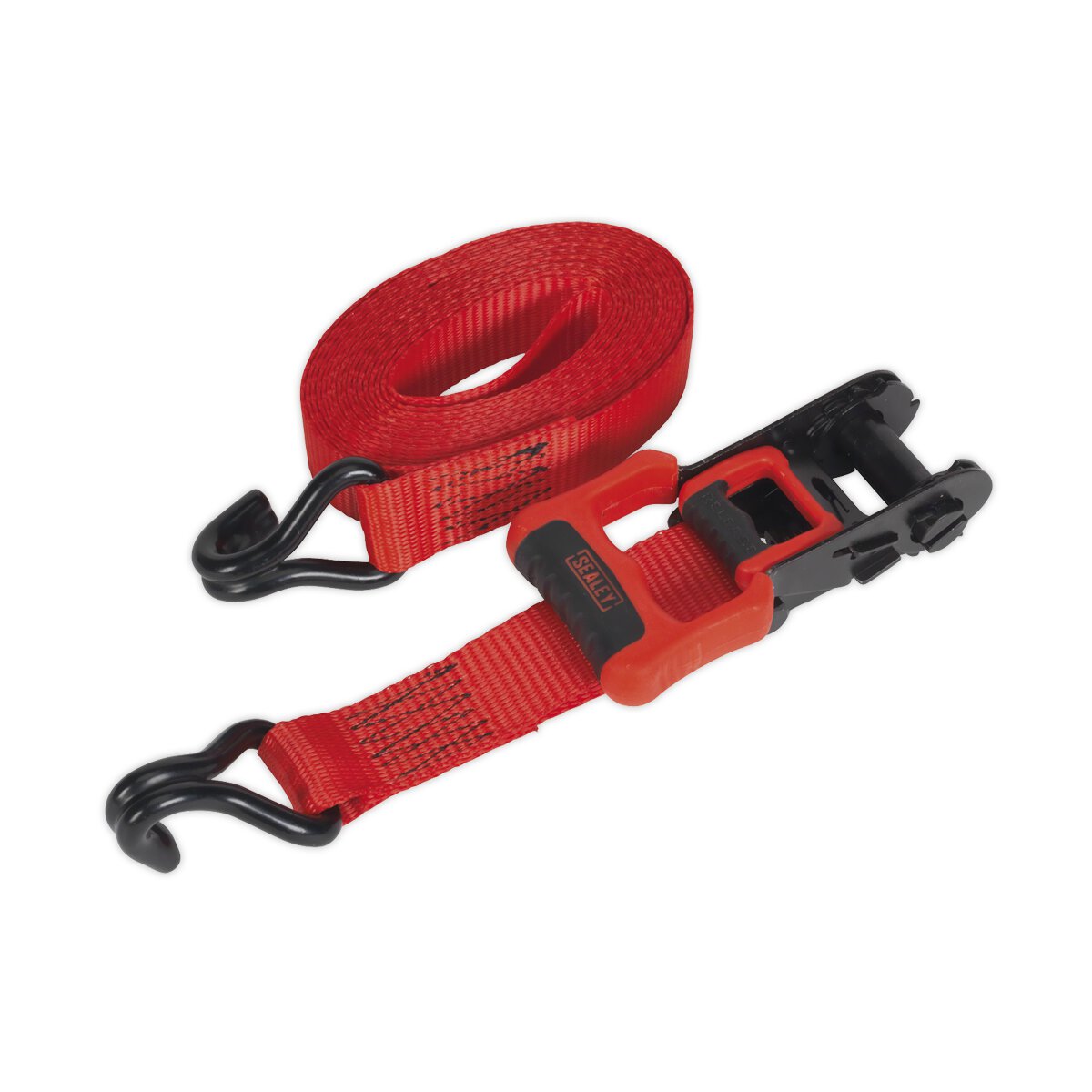 Ratchet Tie Down 32mm x 4.9m Polyester Webbing with J Hooks 1200kg Load Test - 2 Pairs
