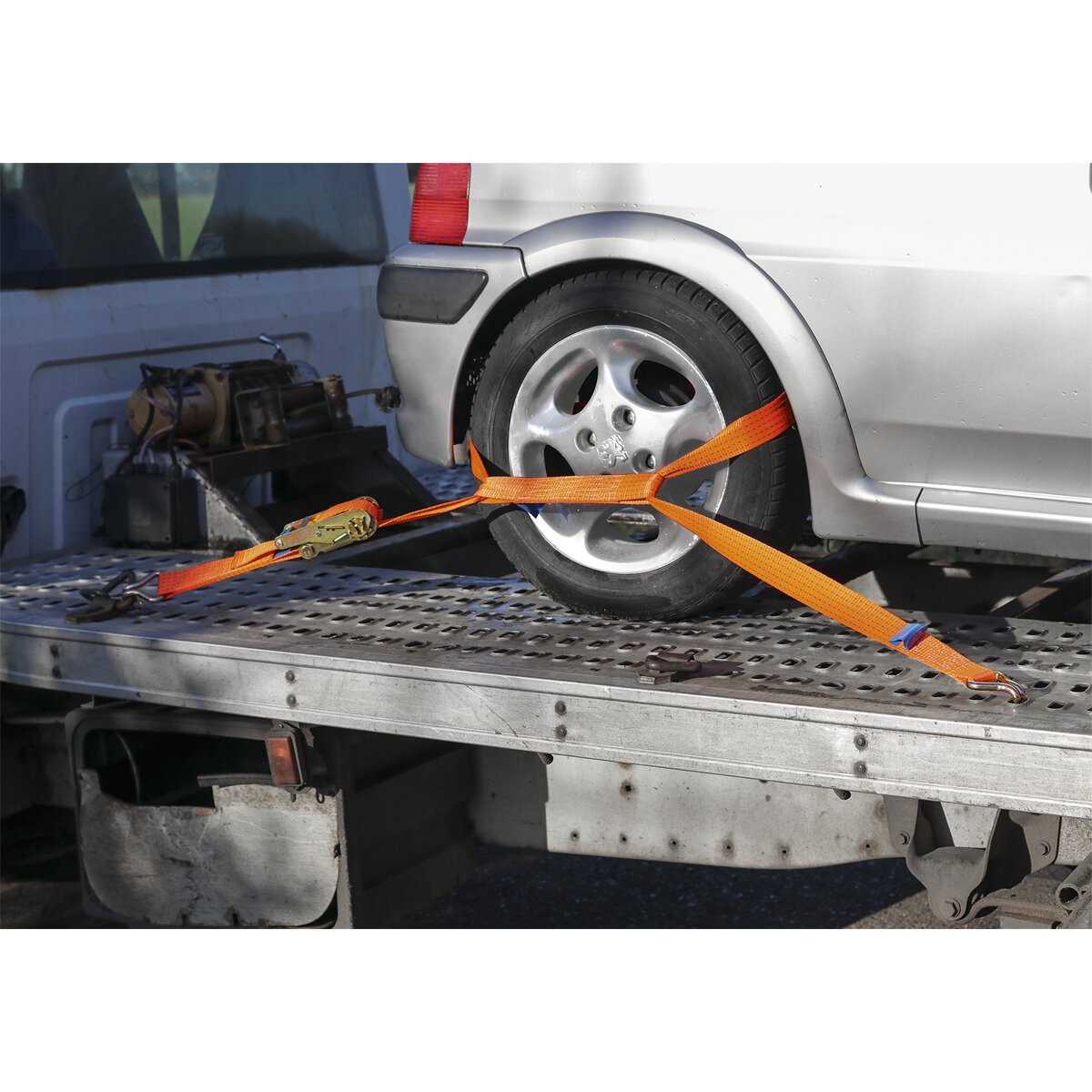 Car Transporter Ratchet Tie Down 50mm x 3m Alloy Wheel - Single 5000kg Load Test