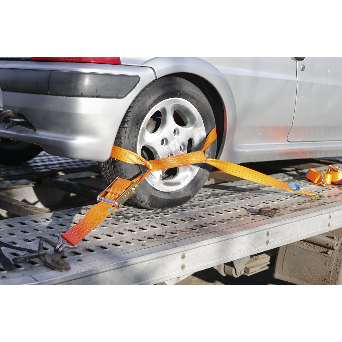 Car Transporter Ratchet Tie Down 50mm x 3m Alloy Wheel - Single 5000kg Load Test