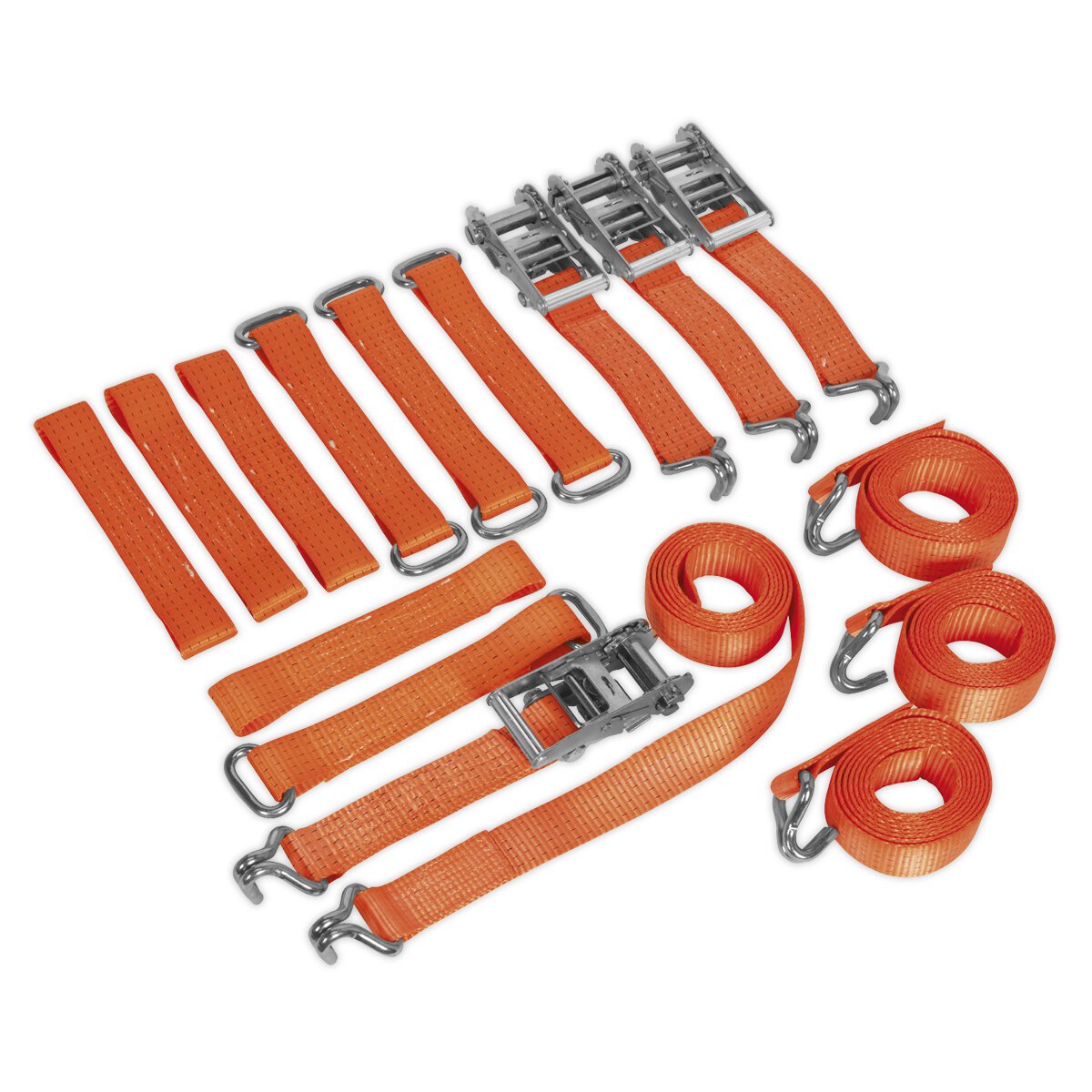 Car Transporter Ratchet Tie Down Alloy/Steel Wheel Kit 4pc 50mm x 3m 4500kg Load Test