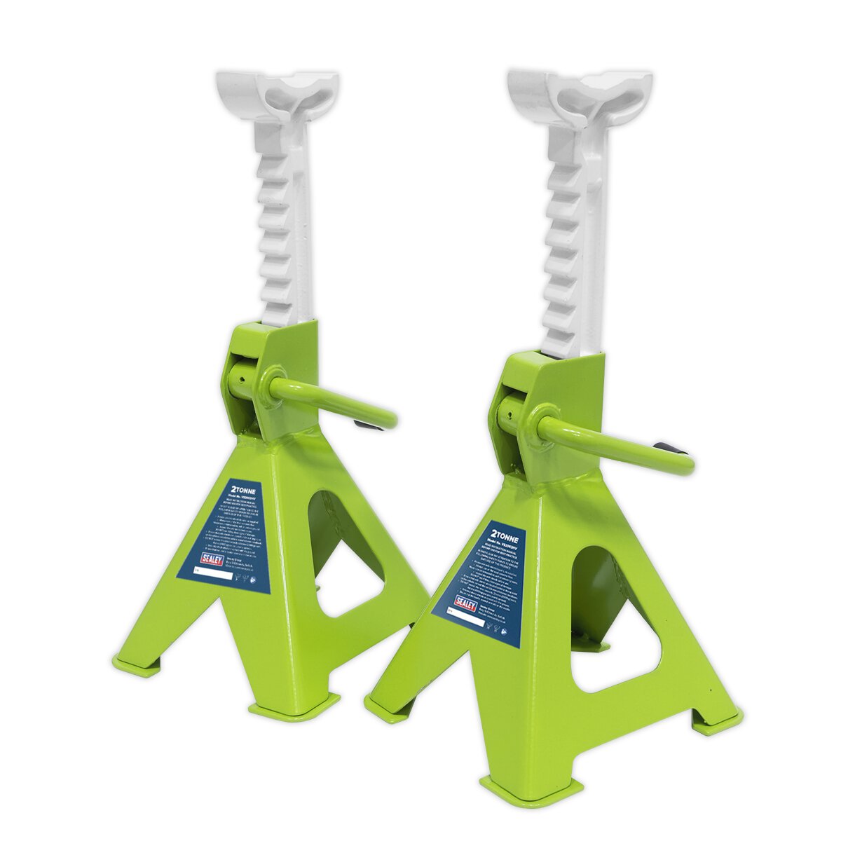 Axle Stands (Pair) 2tonne Capacity per Stand Ratchet Type - Hi-Vis Green