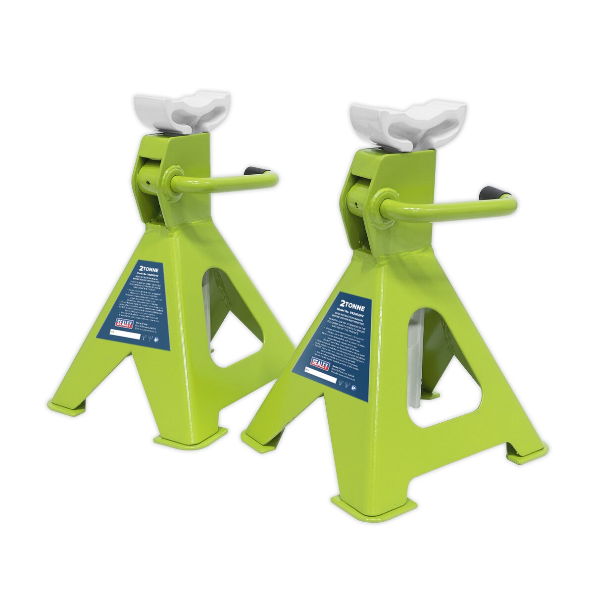 Axle Stands (Pair) 2tonne Capacity per Stand Ratchet Type - Hi-Vis Green