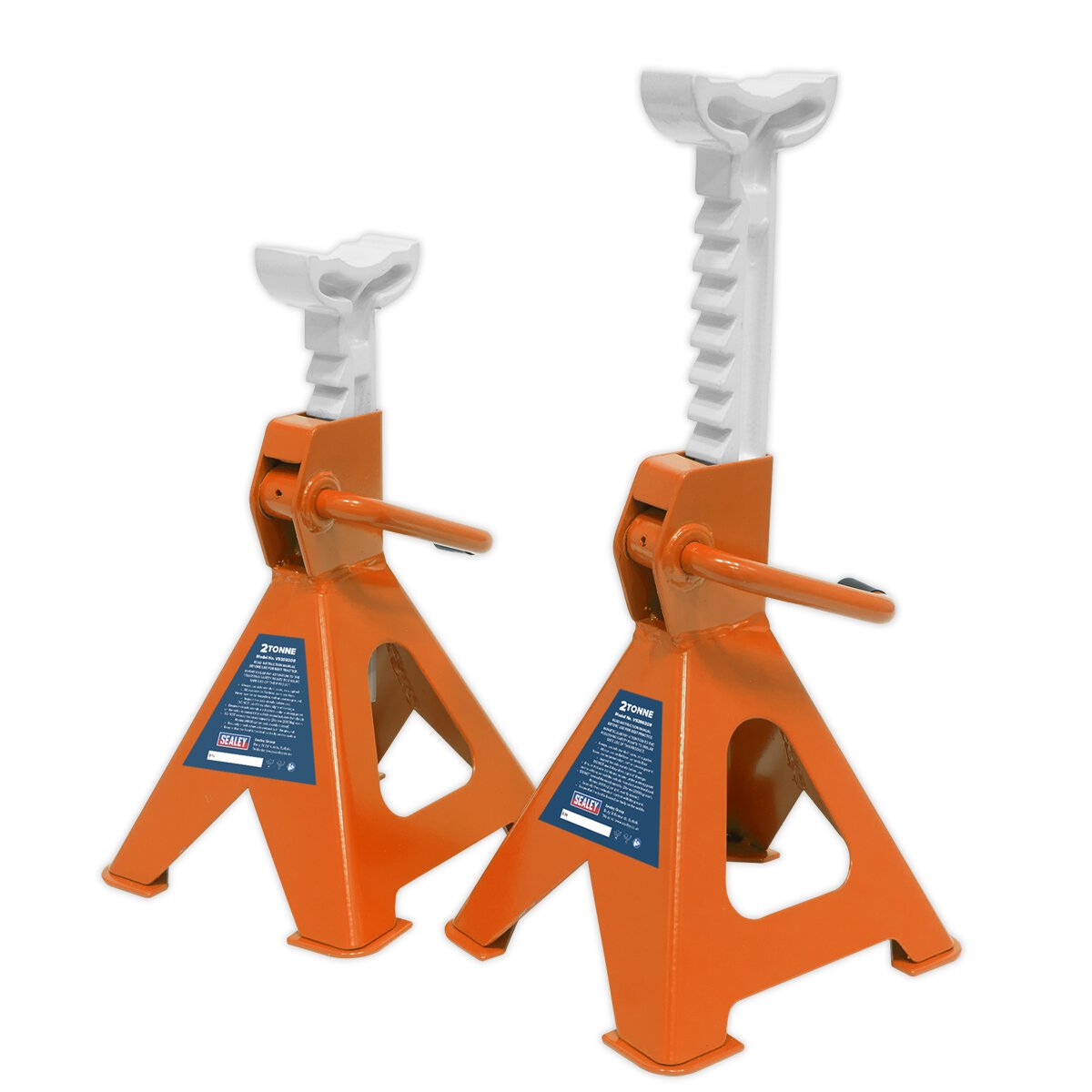 Axle Stands (Pair) 2tonne Capacity per Stand Ratchet Type - Orange