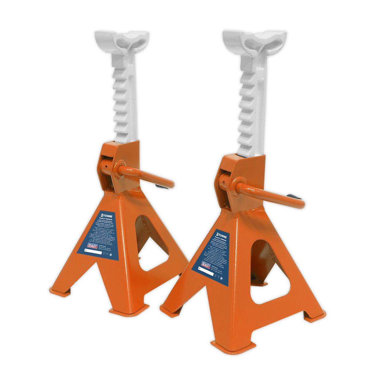 Axle Stands (Pair) 2tonne Capacity per Stand Ratchet Type - Orange
