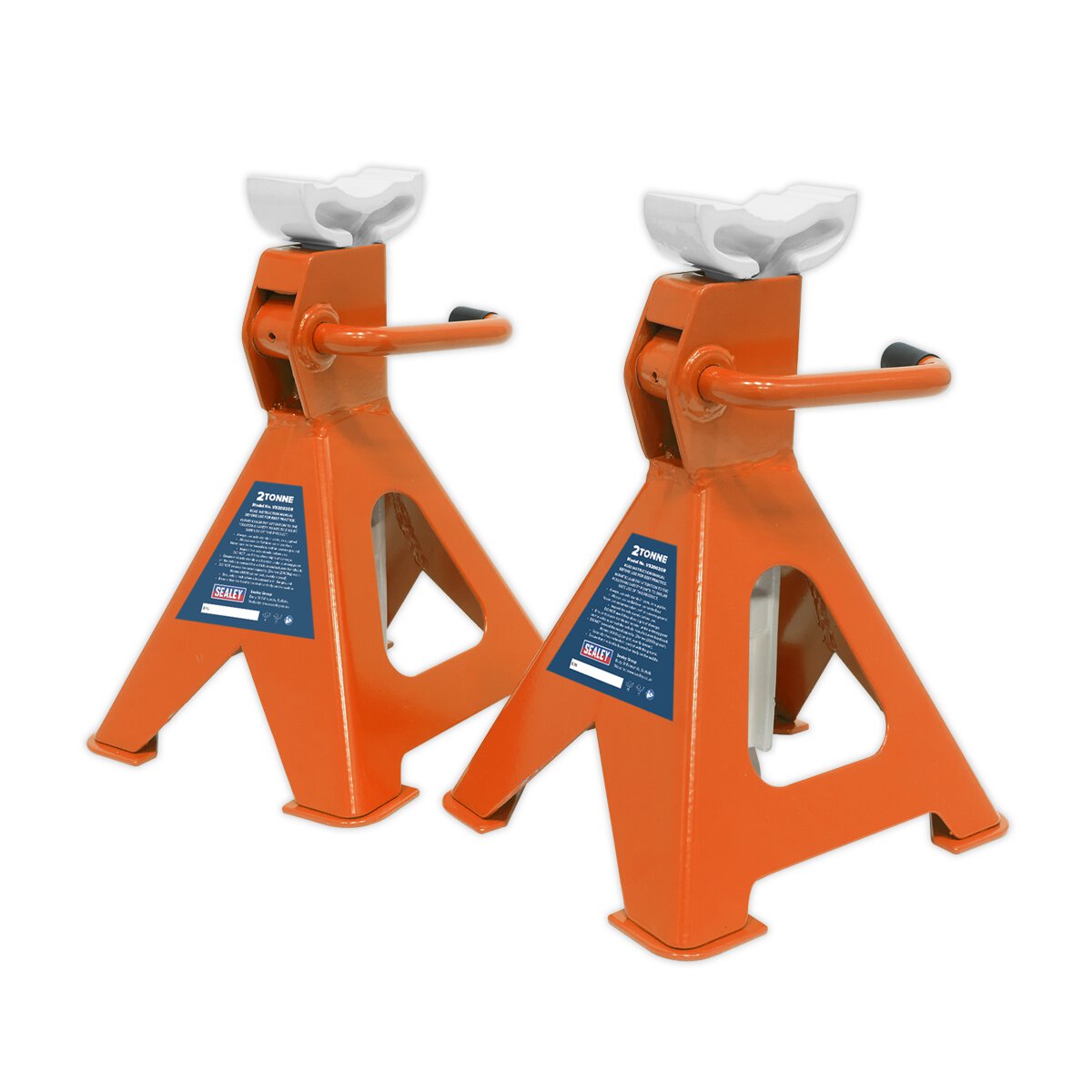 Axle Stands (Pair) 2tonne Capacity per Stand Ratchet Type - Orange