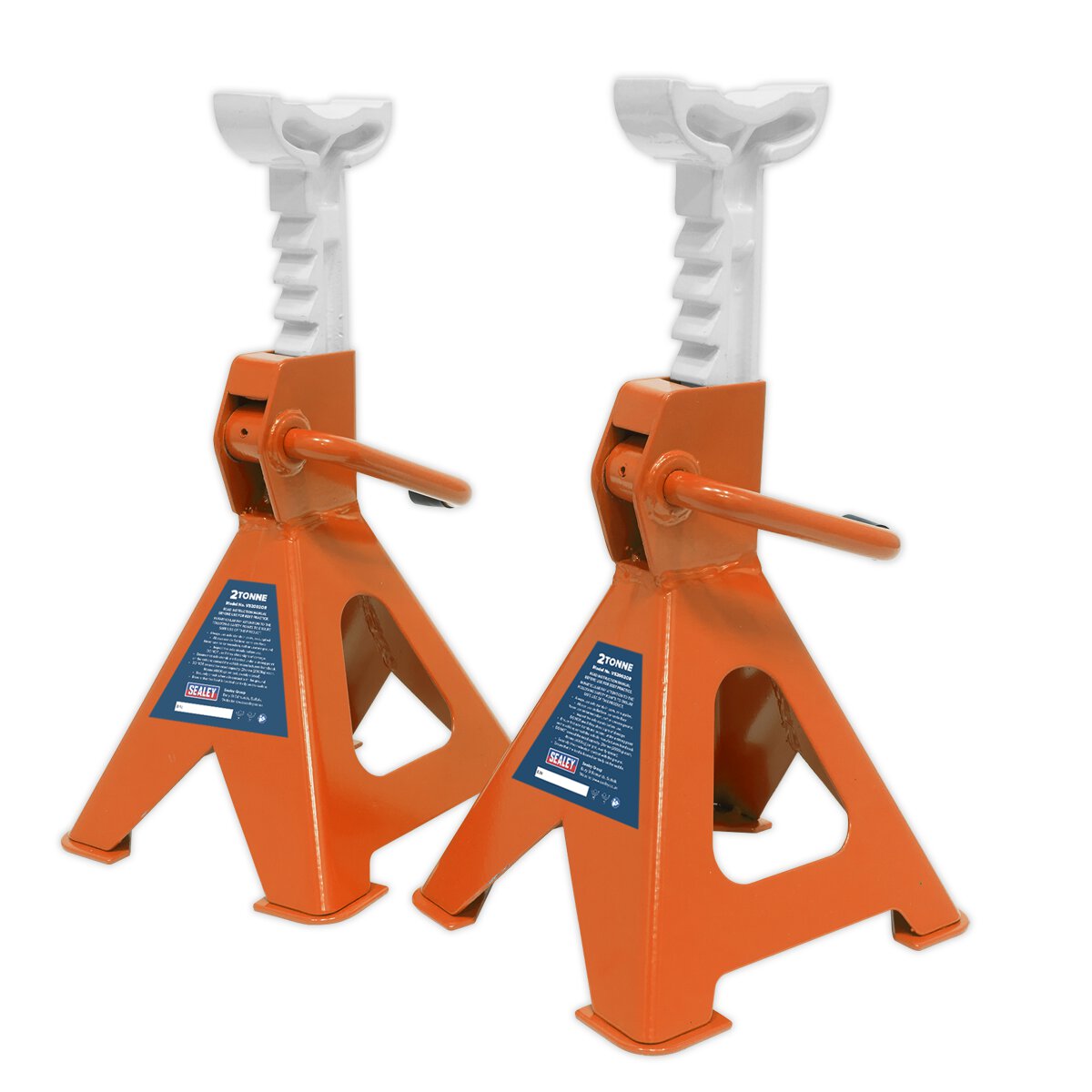 Axle Stands (Pair) 2tonne Capacity per Stand Ratchet Type - Orange