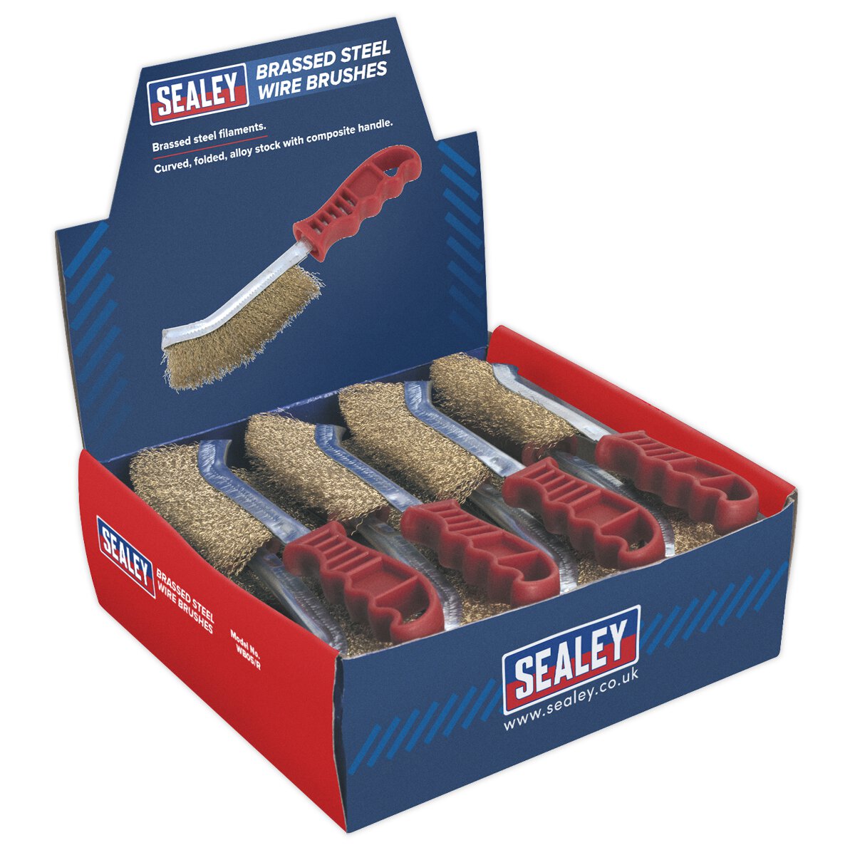 Wire Brush Brassed Steel Plastic Handle Display Box of 24