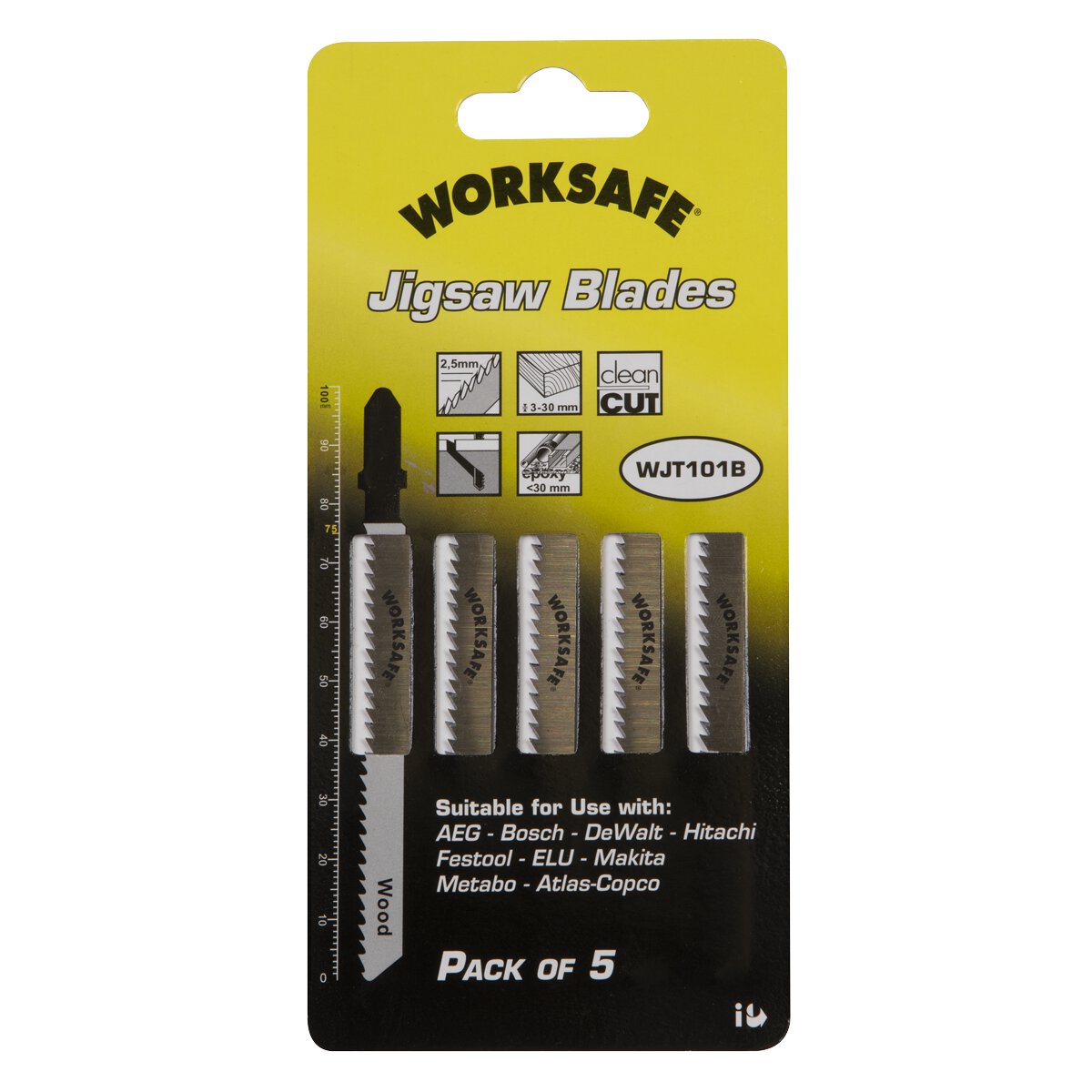 Jigsaw Blade Wood & Plastics 75mm 10tpi - Pack of 5